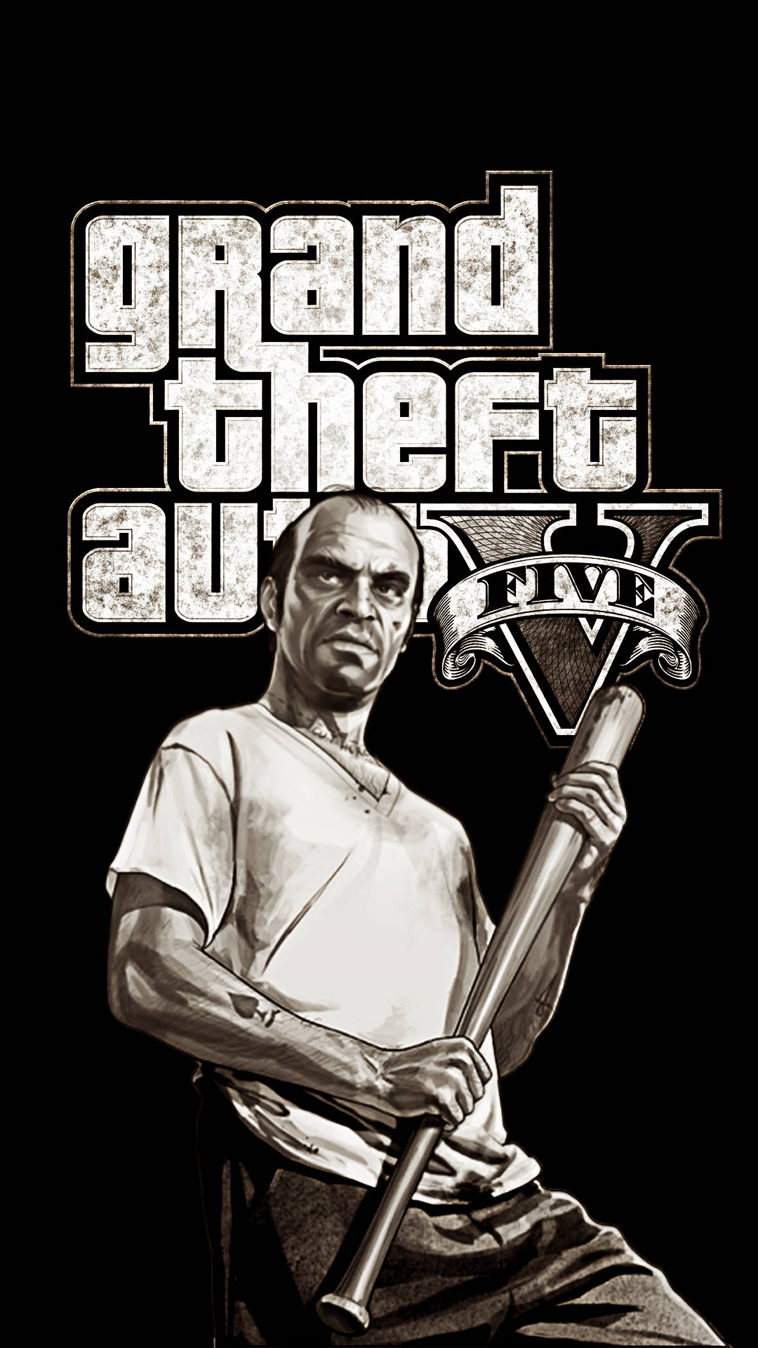 1080p GTA 5 Trevor Philips سیاه و سفید والپیپر