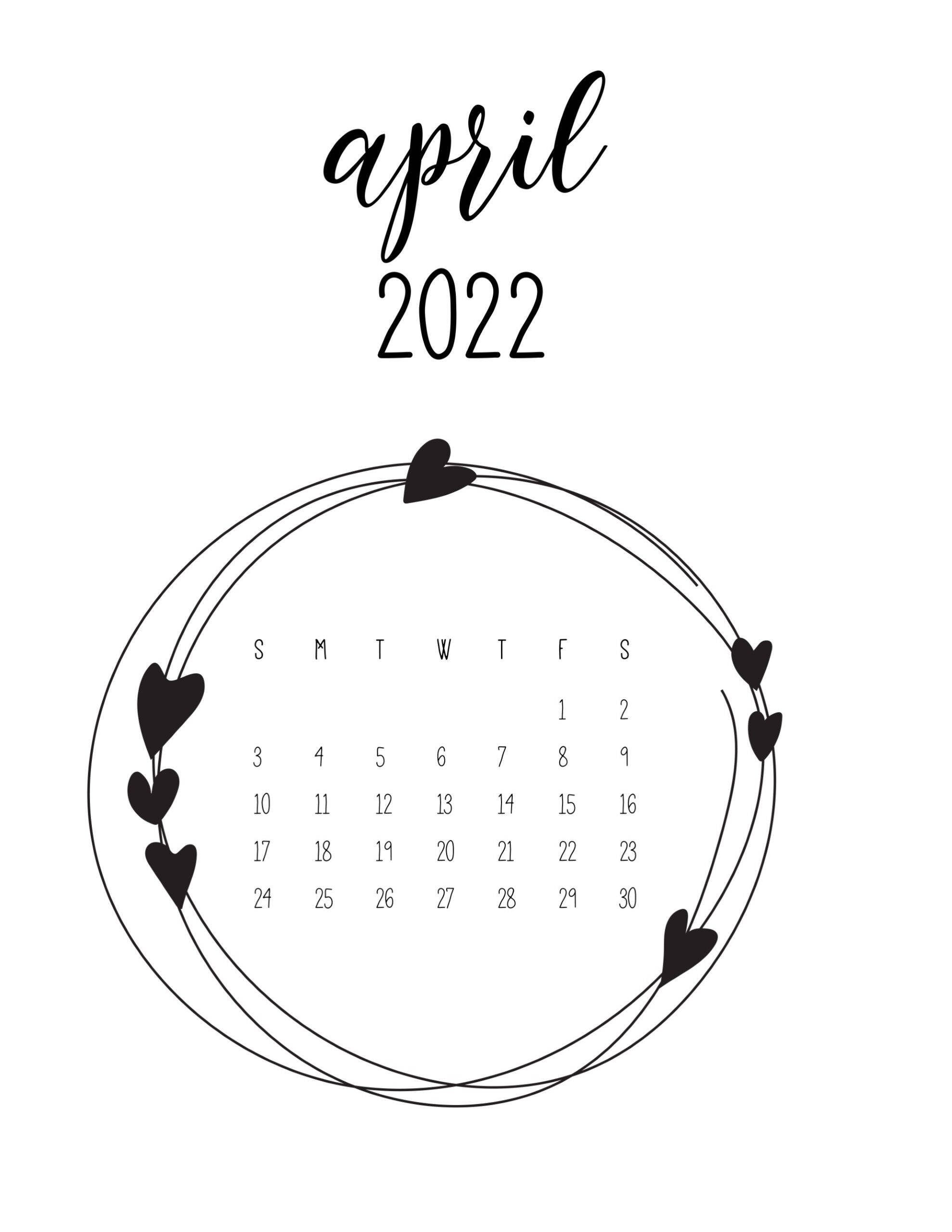 تقویم سیاه و سفید آوریل 2022 والپیپر