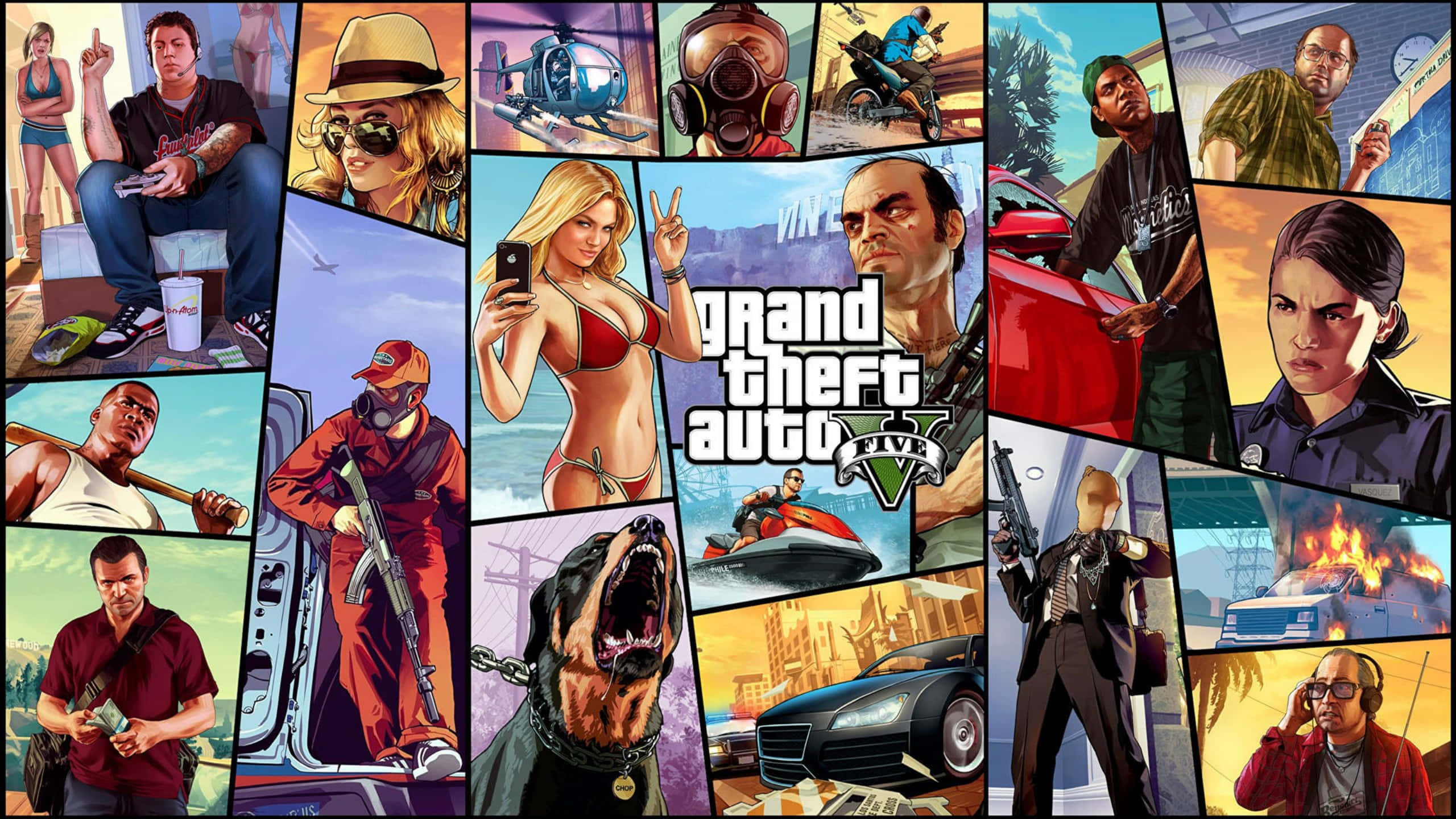 2560x1440 صحنه‌ها و شخصیت‌های متنوع GTA 5 والپیپر
