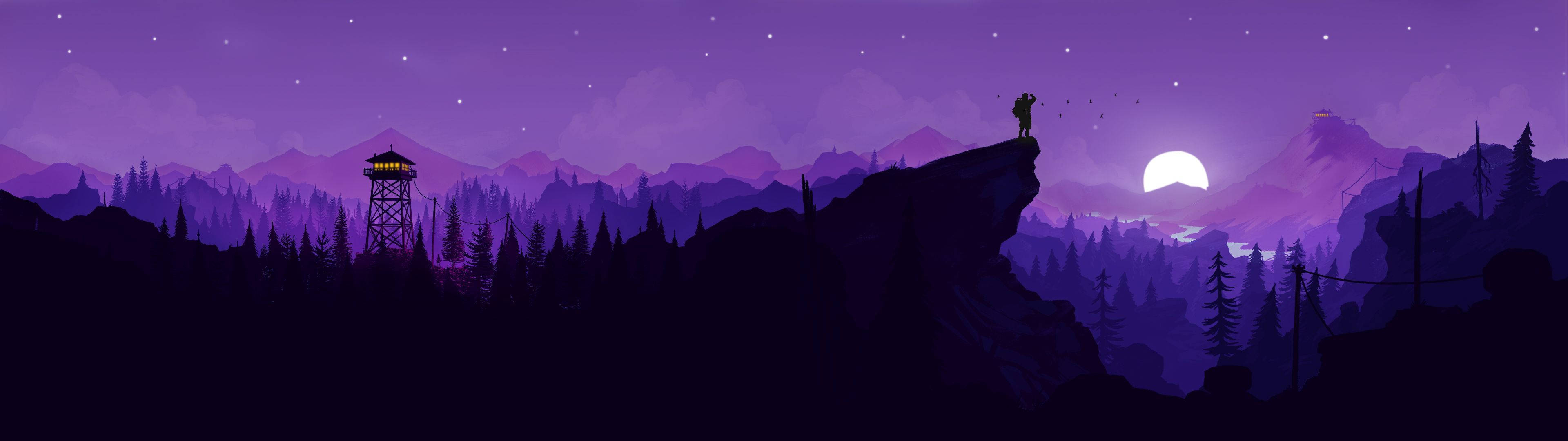3840x1080 4K کوه‌های بنفش والپیپر