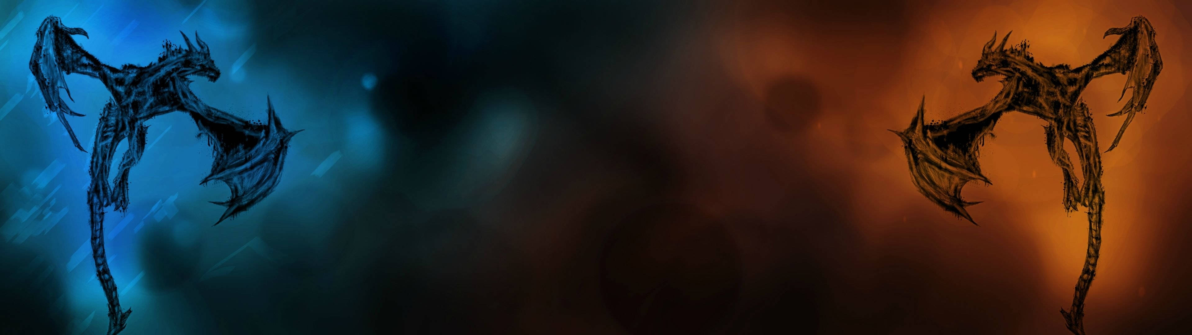 والپیپر اژدها دو مانیتور 3840x1080 HD والپیپر