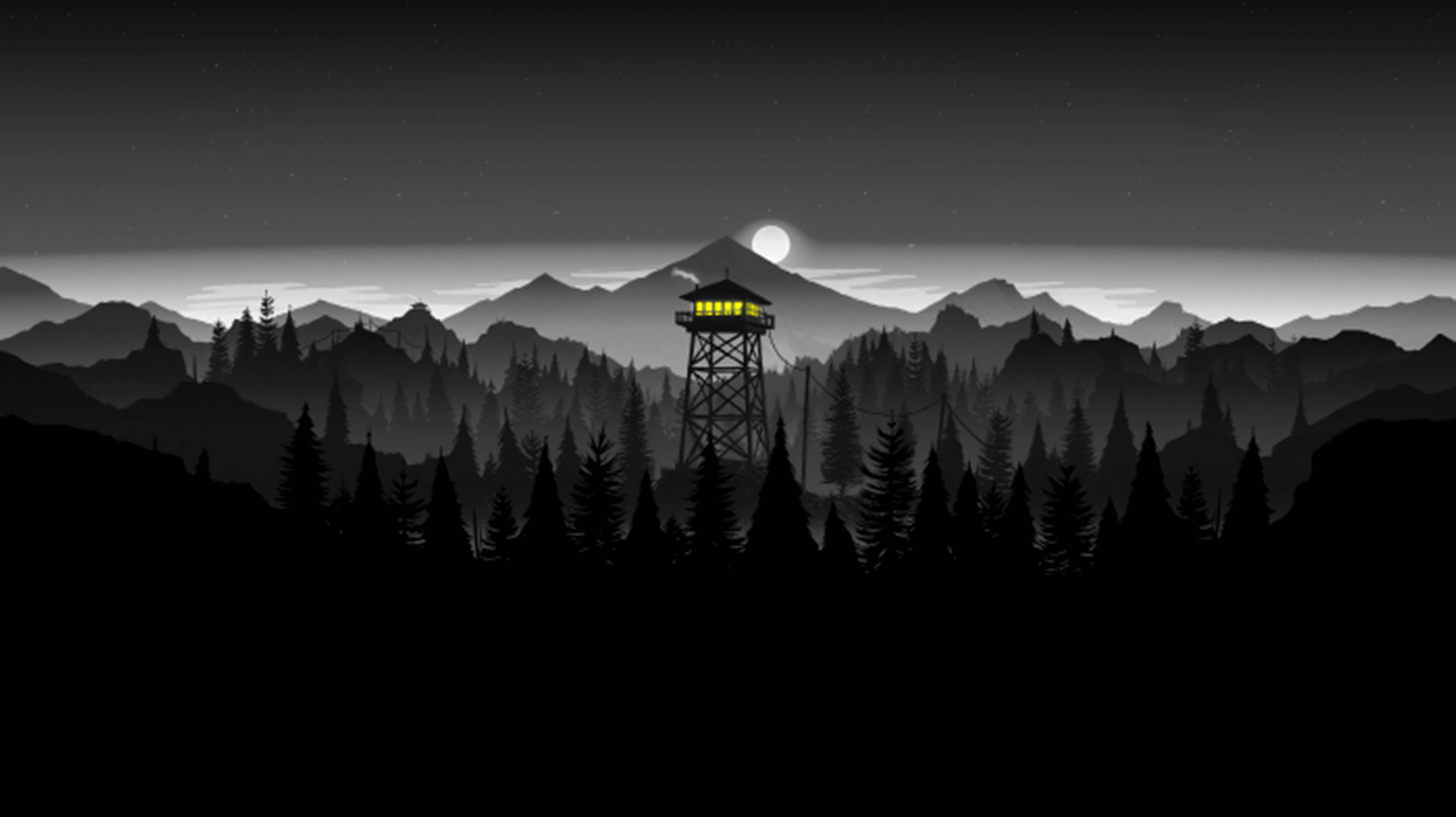 4K کوه‌ها و جنگل‌های سیاه Firewatch والپیپر