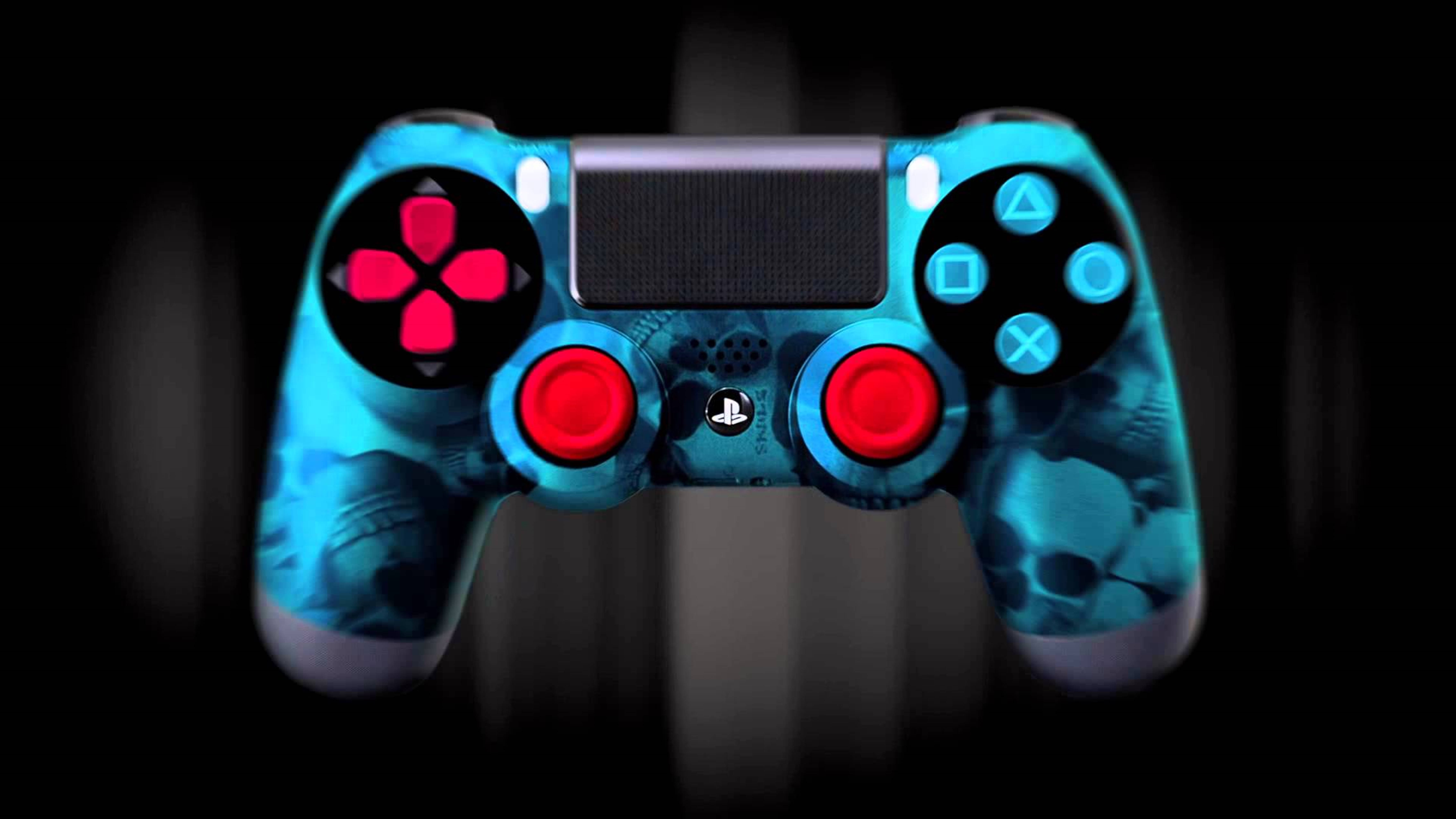 4K PS4 با برچسب جمجمه نئونی والپیپر