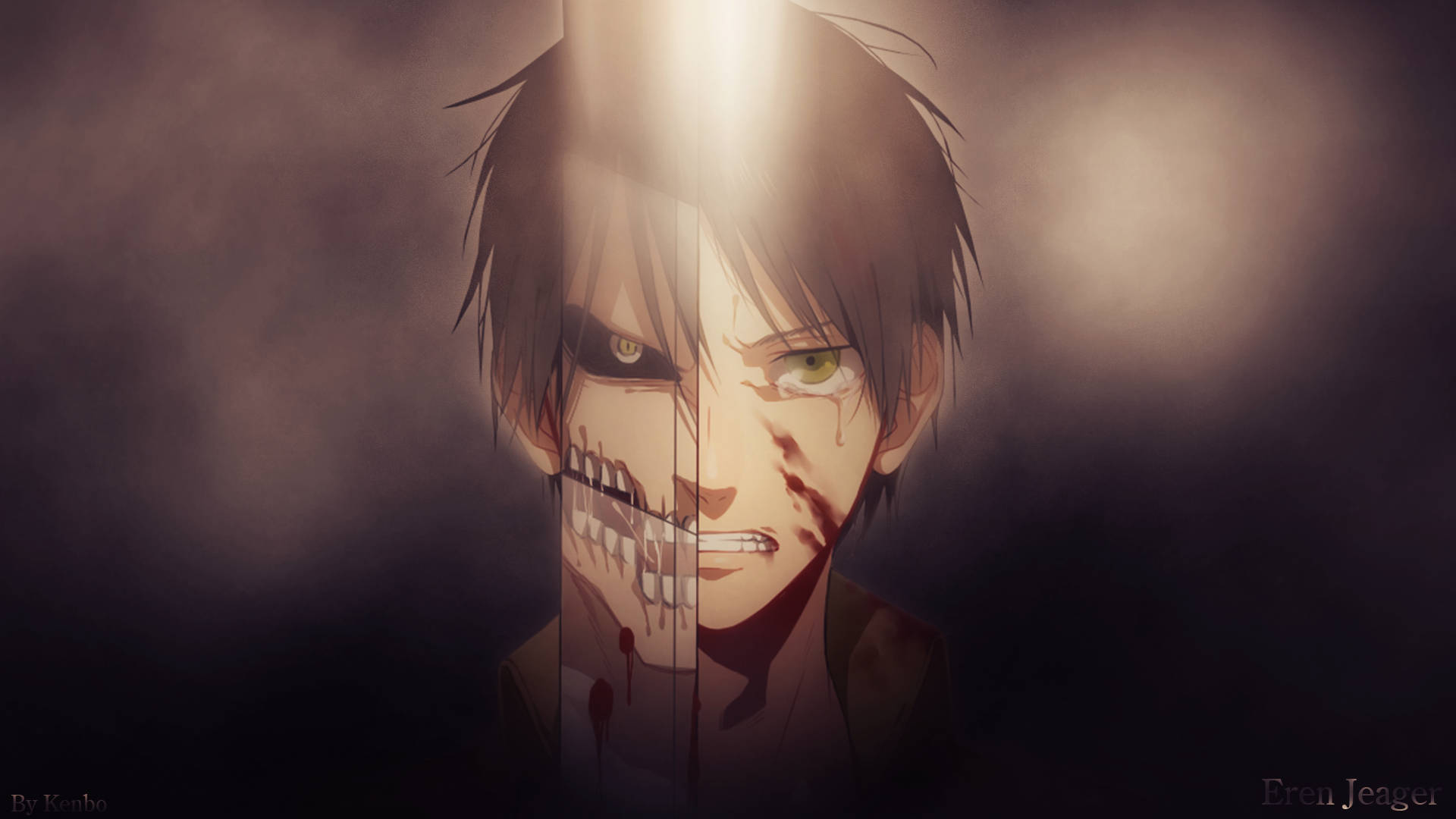 تایتان اِرِن با صورت خونی از Attack on Titan والپیپر