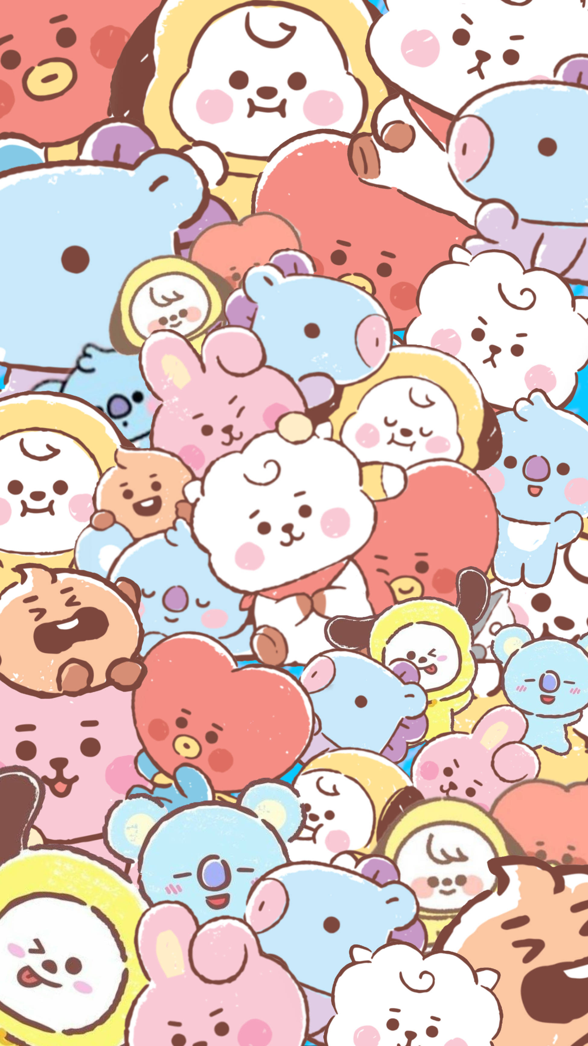 پاستل بنفش کوکی و دوستان BT21 والپیپر