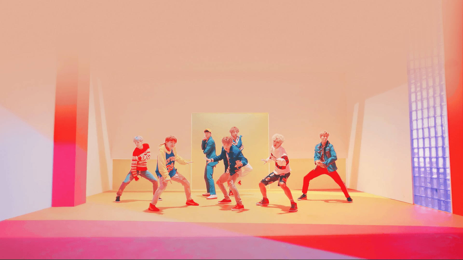 والپیپر دسکتاپ اتاق صورتی BTS والپیپر
