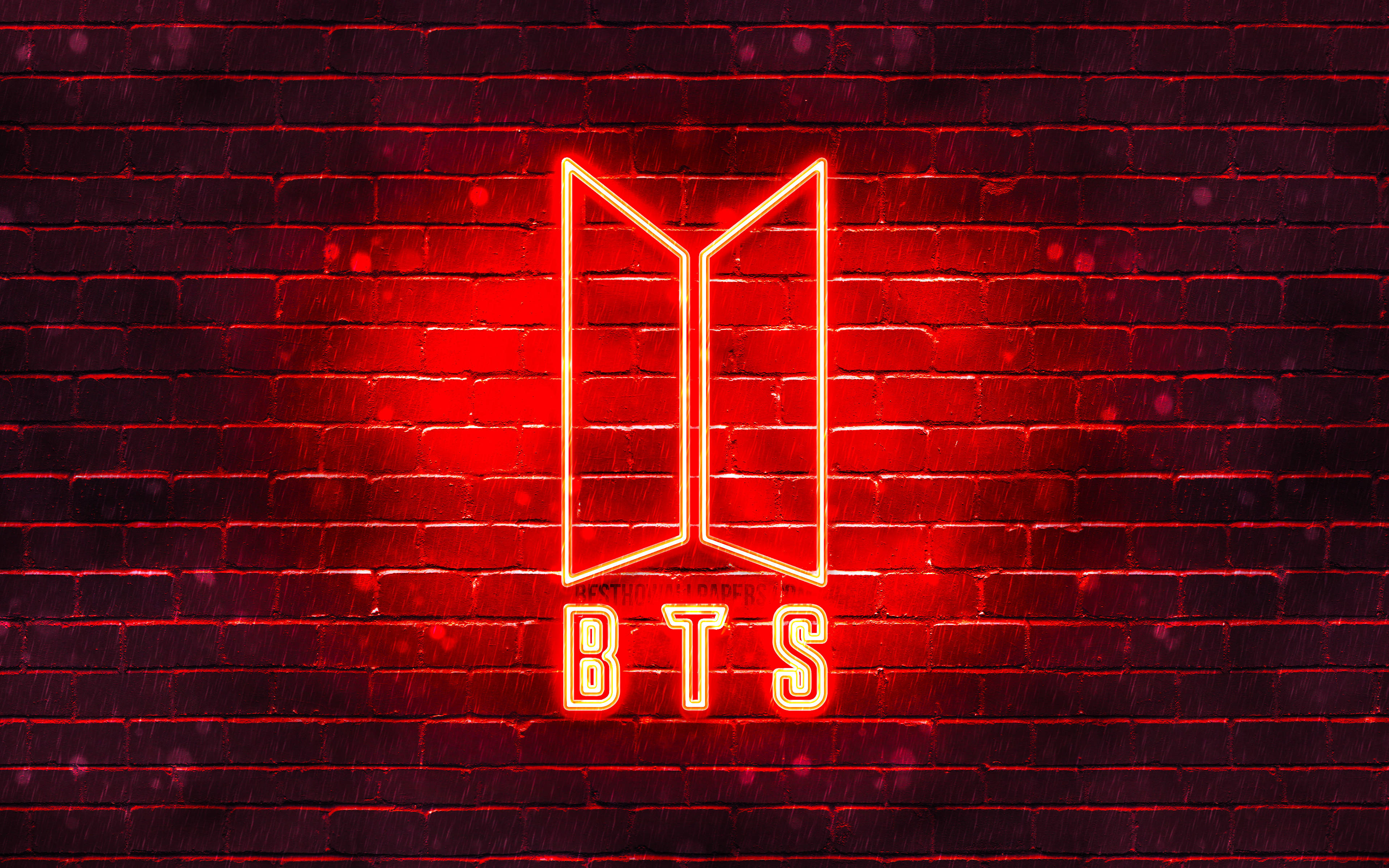 لوگوی نئون قرمز BTS والپیپر