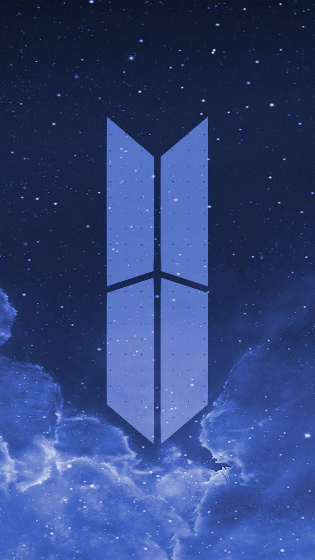 لوگوی آبی گروه BTS در کهکشان والپیپر
