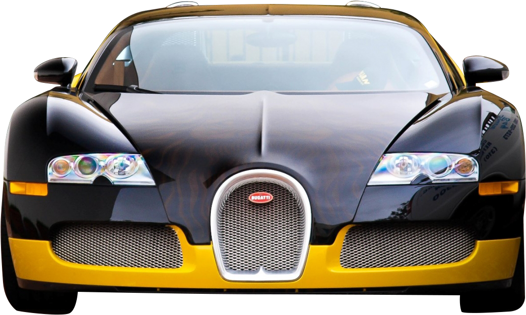 نمای جلو از Bugatti Veyron مشکی و زرد والپیپر