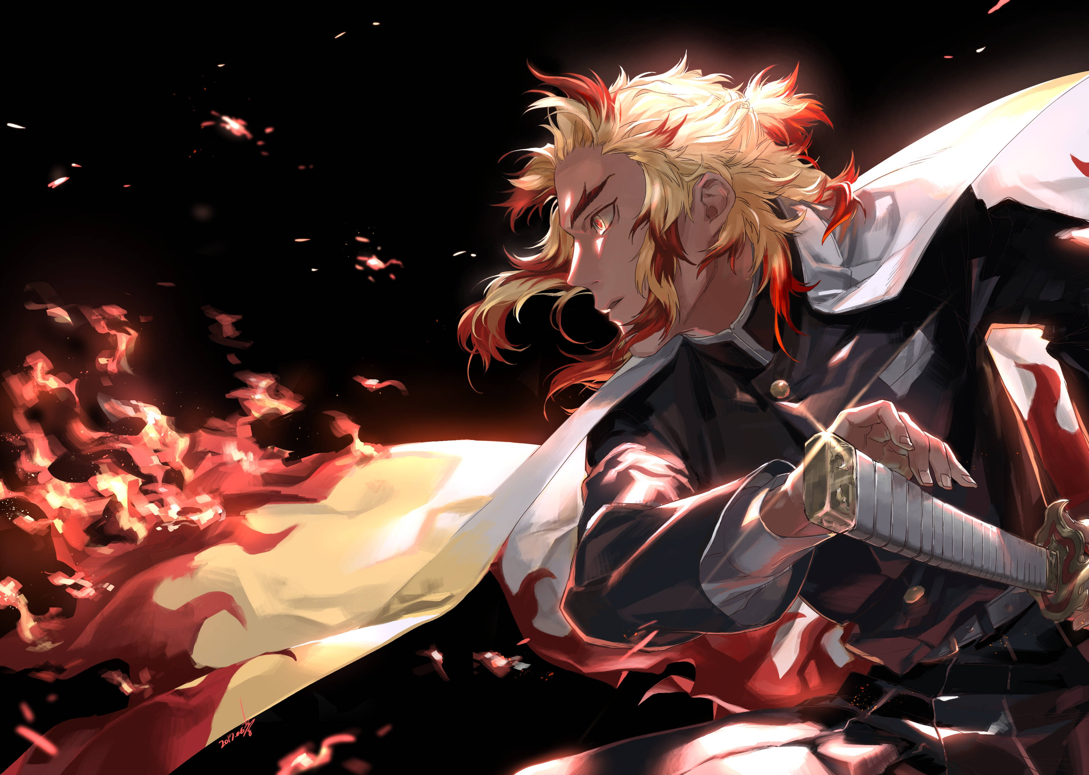 انیمه Demon Slayer 4K رنگیوکو آتش والپیپر