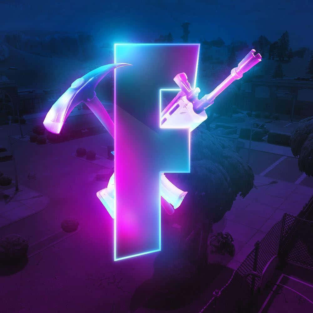 لوگوی باحال Fortnite با درخشش بنفش والپیپر