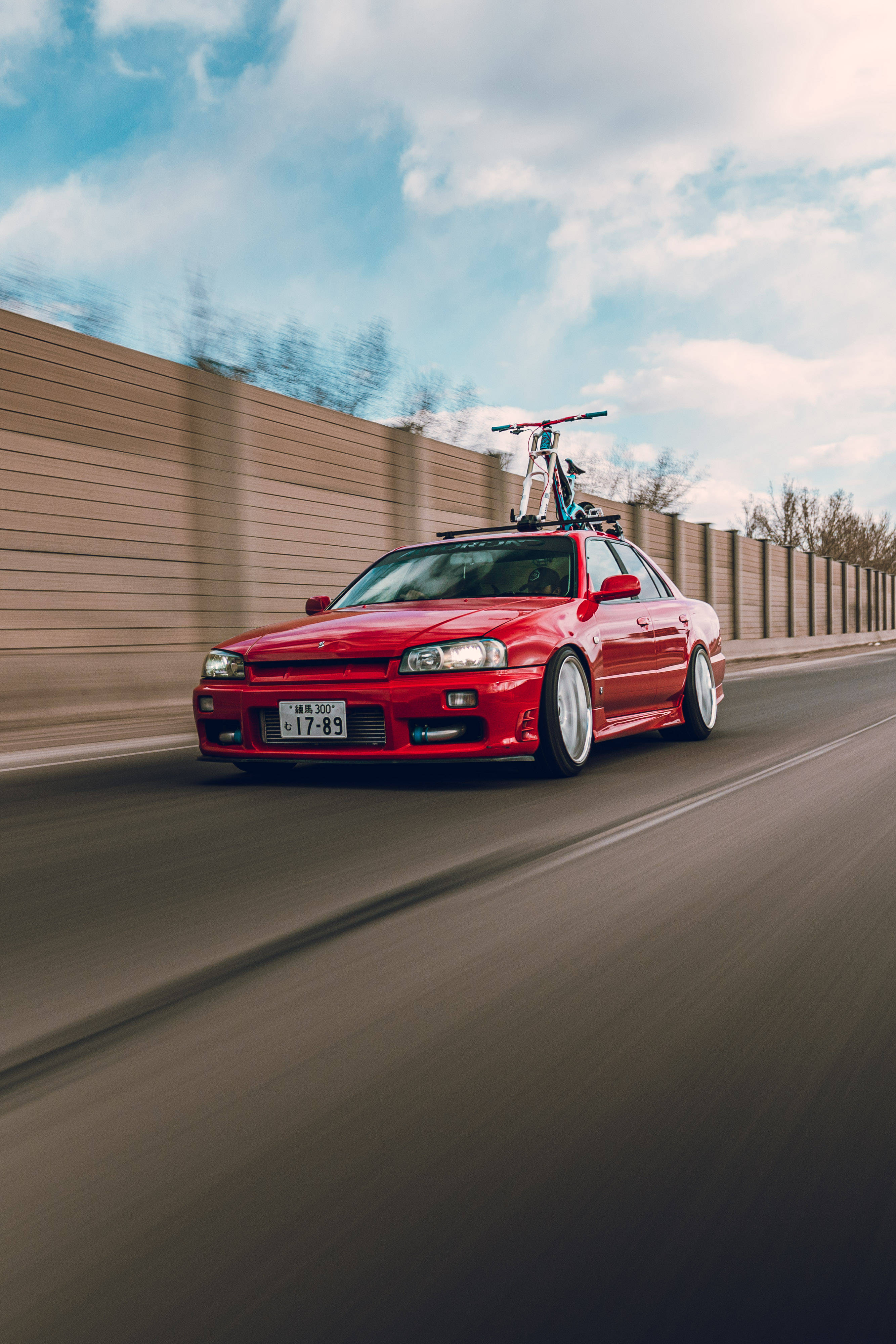 نیسان اسکای‌لاین GTR R34 قرمز خوش‌نما والپیپر