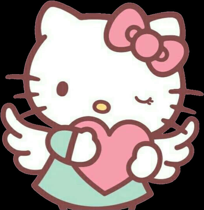 Hello Kitty در حال نگه داشتن قلب والپیپر