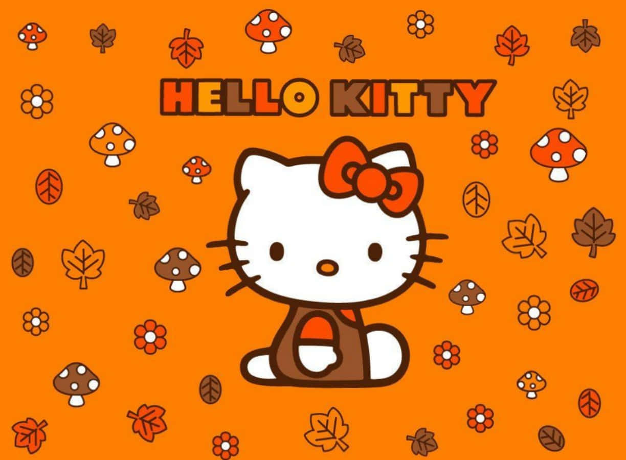 زیبایی پاییزی لپ‌تاپ Hello Kitty والپیپر