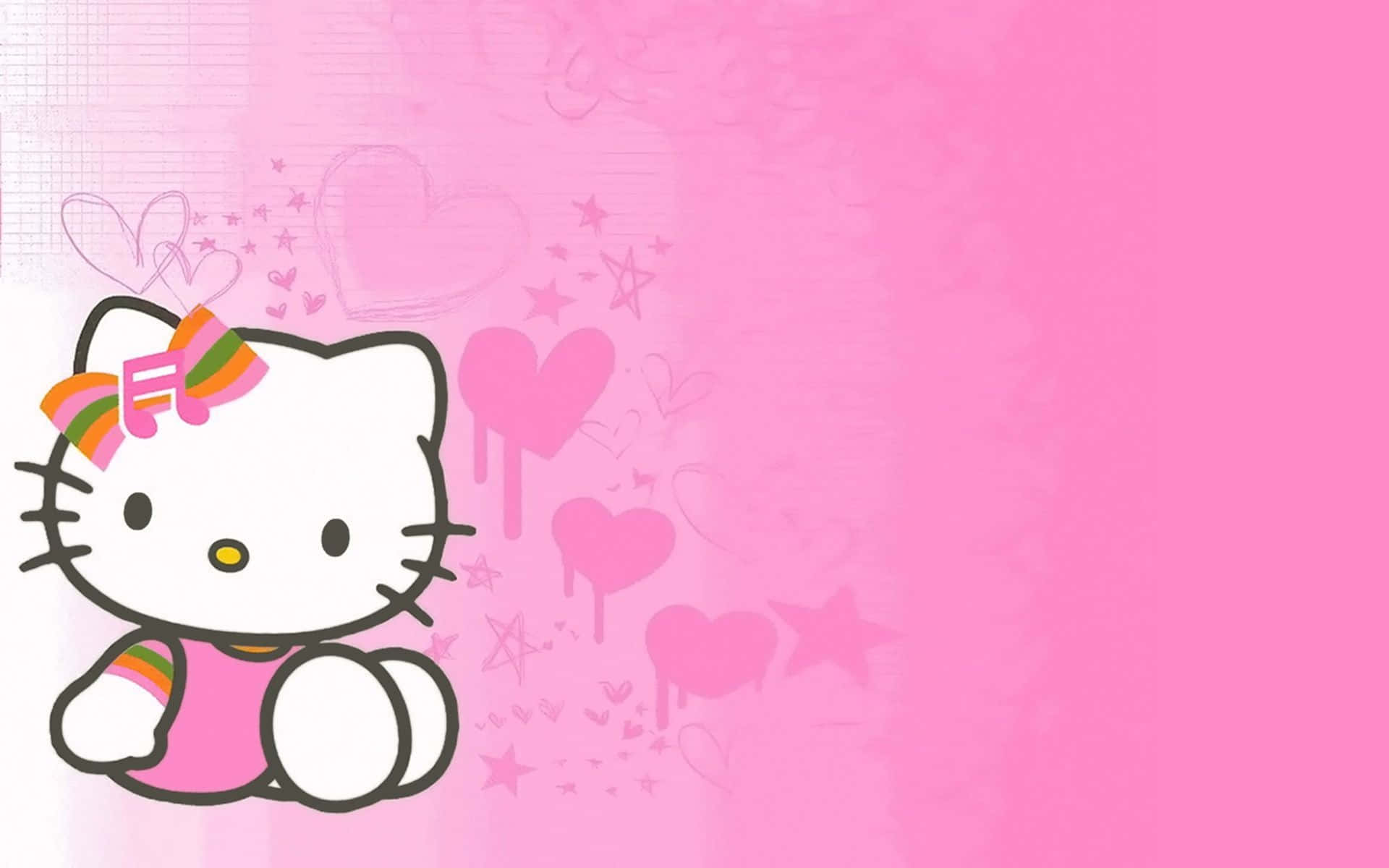 Hello Kitty روی پس‌زمینه صورتی زیبا والپیپر
