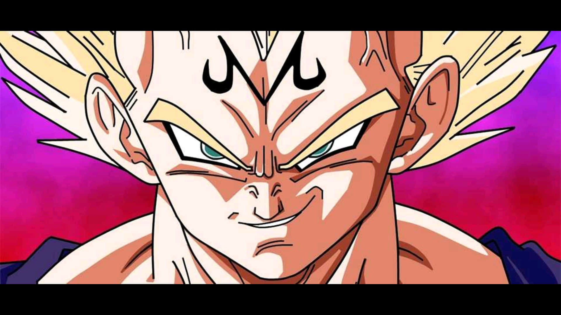لبخند ماjin Vegeta با پس‌زمینه بنفش در انیمه Dragon Ball والپیپر