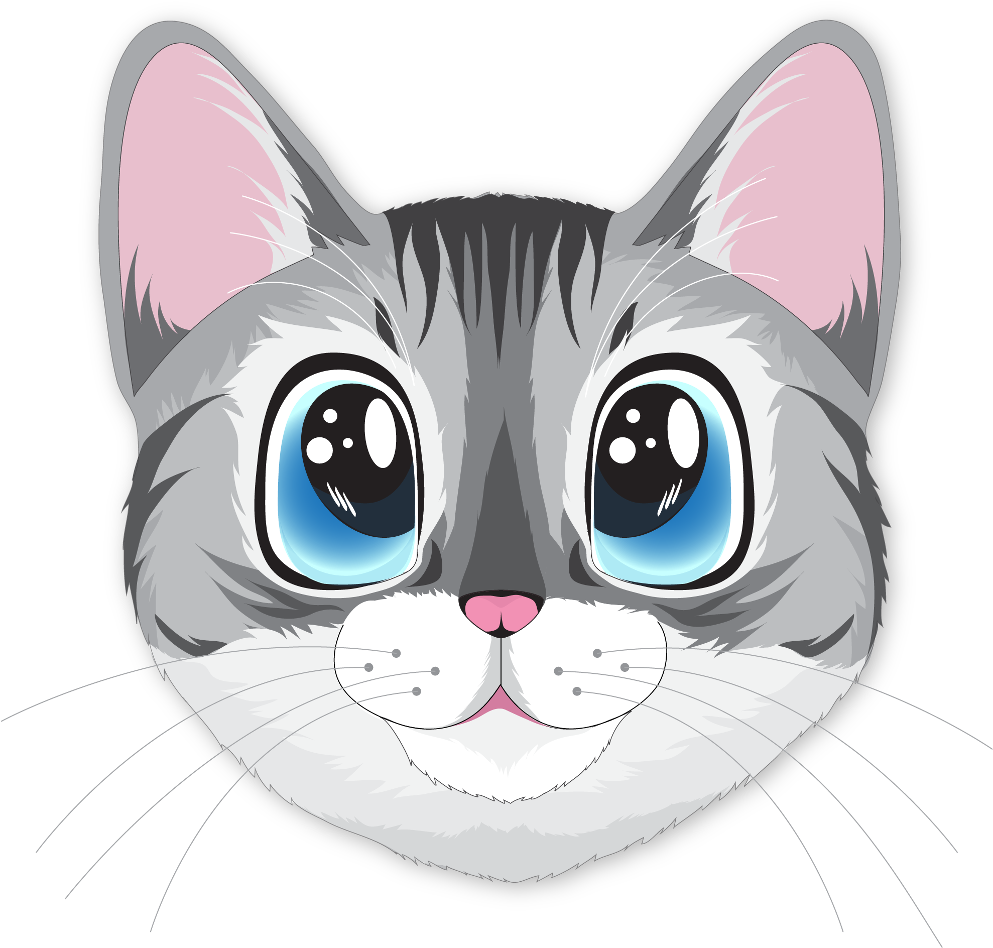 تصویر گربه کارتونی بامزه Kawaii.PNG والپیپر