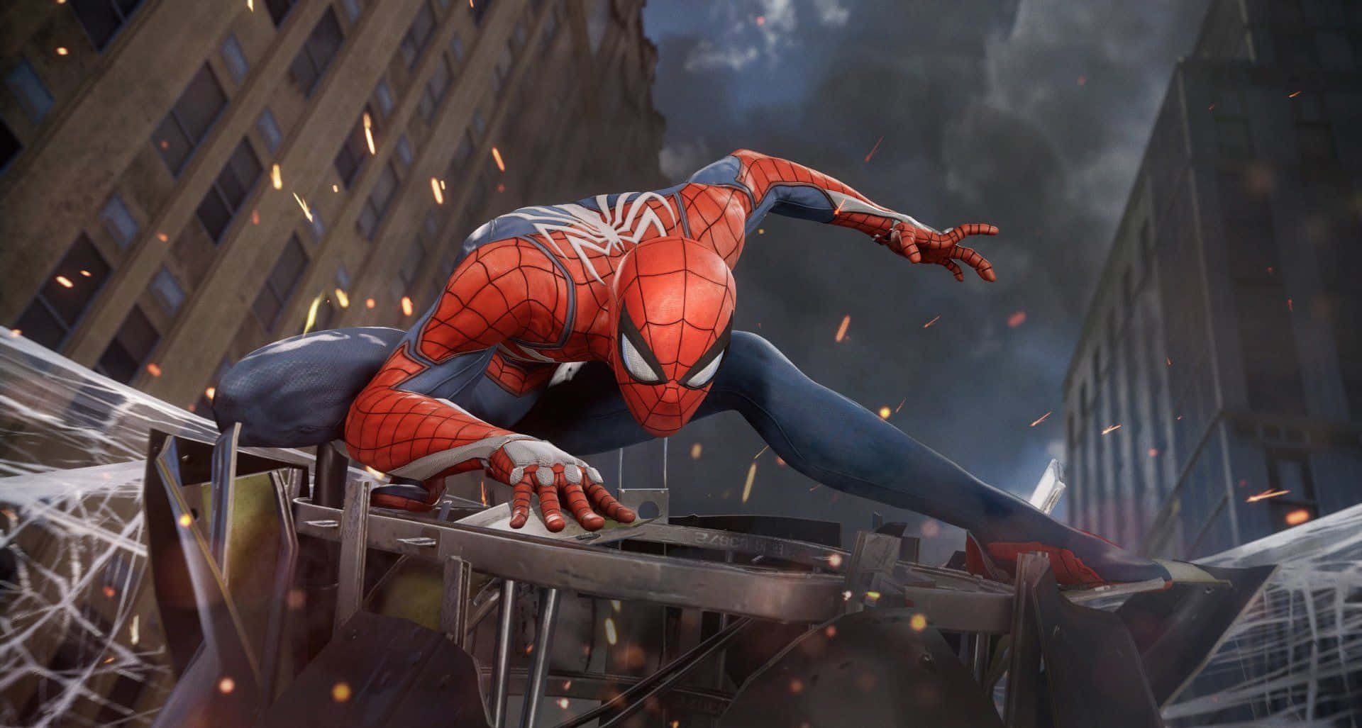 ژست مرد عنکبوتی بازی Marvel PS4 روی آوار والپیپر