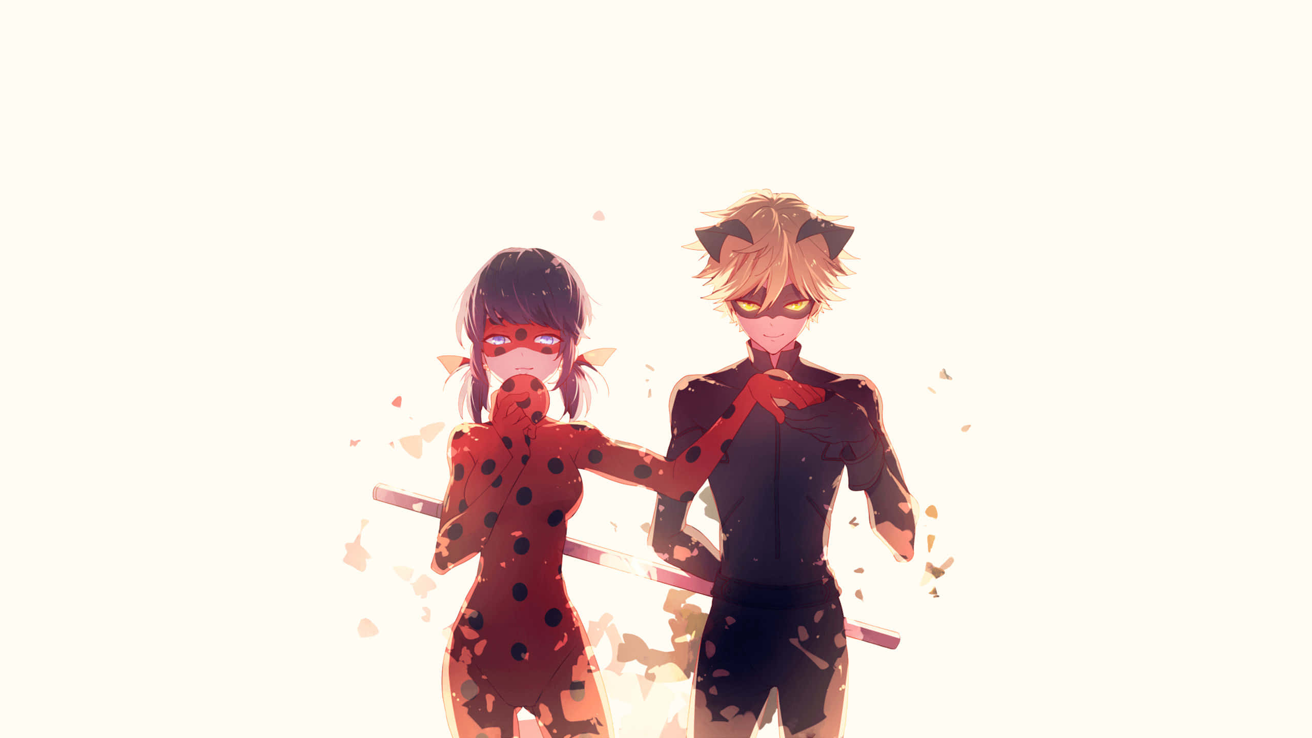 تصویر زیبای انیمه‌ای خنده‌دار Miraculous Ladybug و Cat Noir والپیپر
