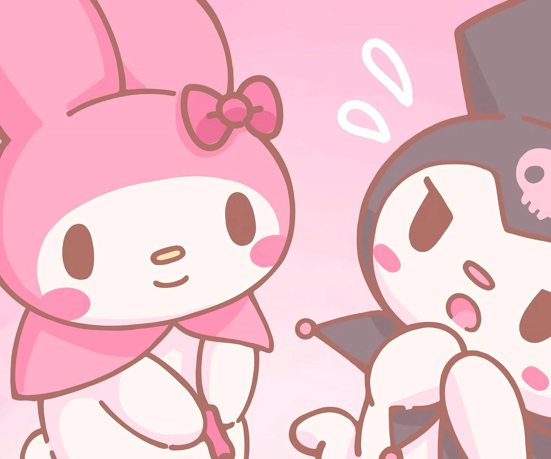 My Melody و Kuromi روی PFP صورتی والپیپر