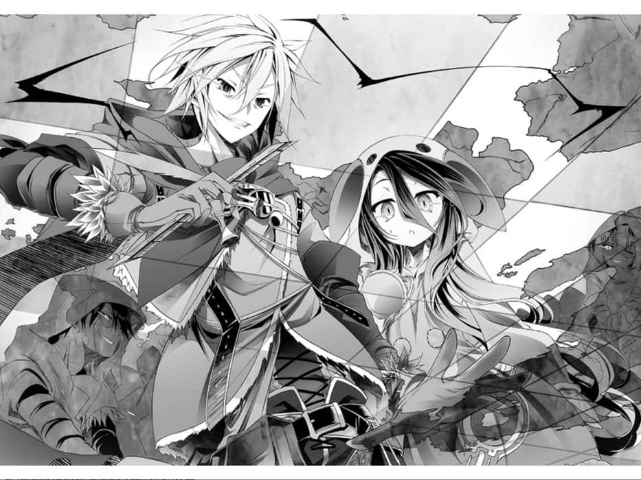 تصویر خاکستری سورا و شیرو از No Game No Life والپیپر