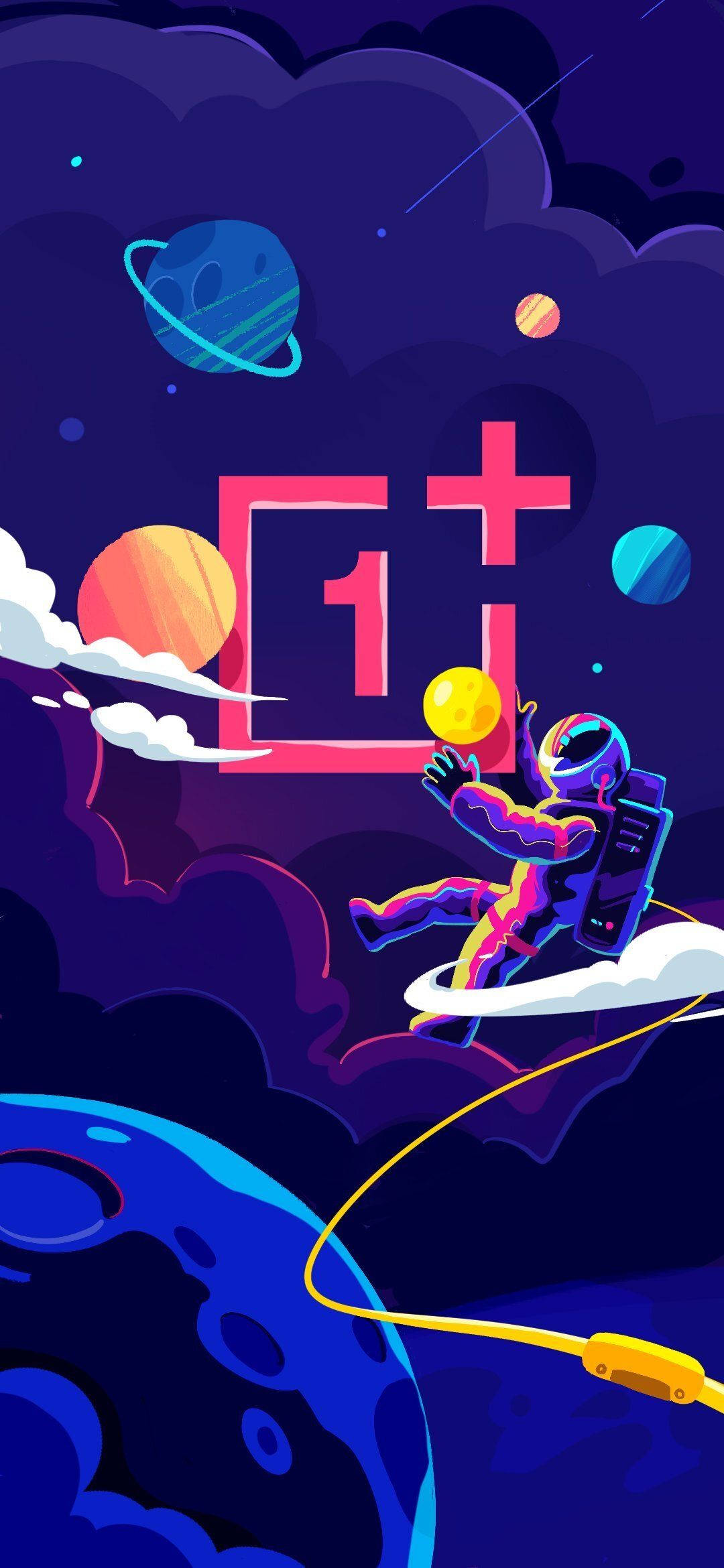 فضای بیرونی با لوگوی OnePlus 9R والپیپر