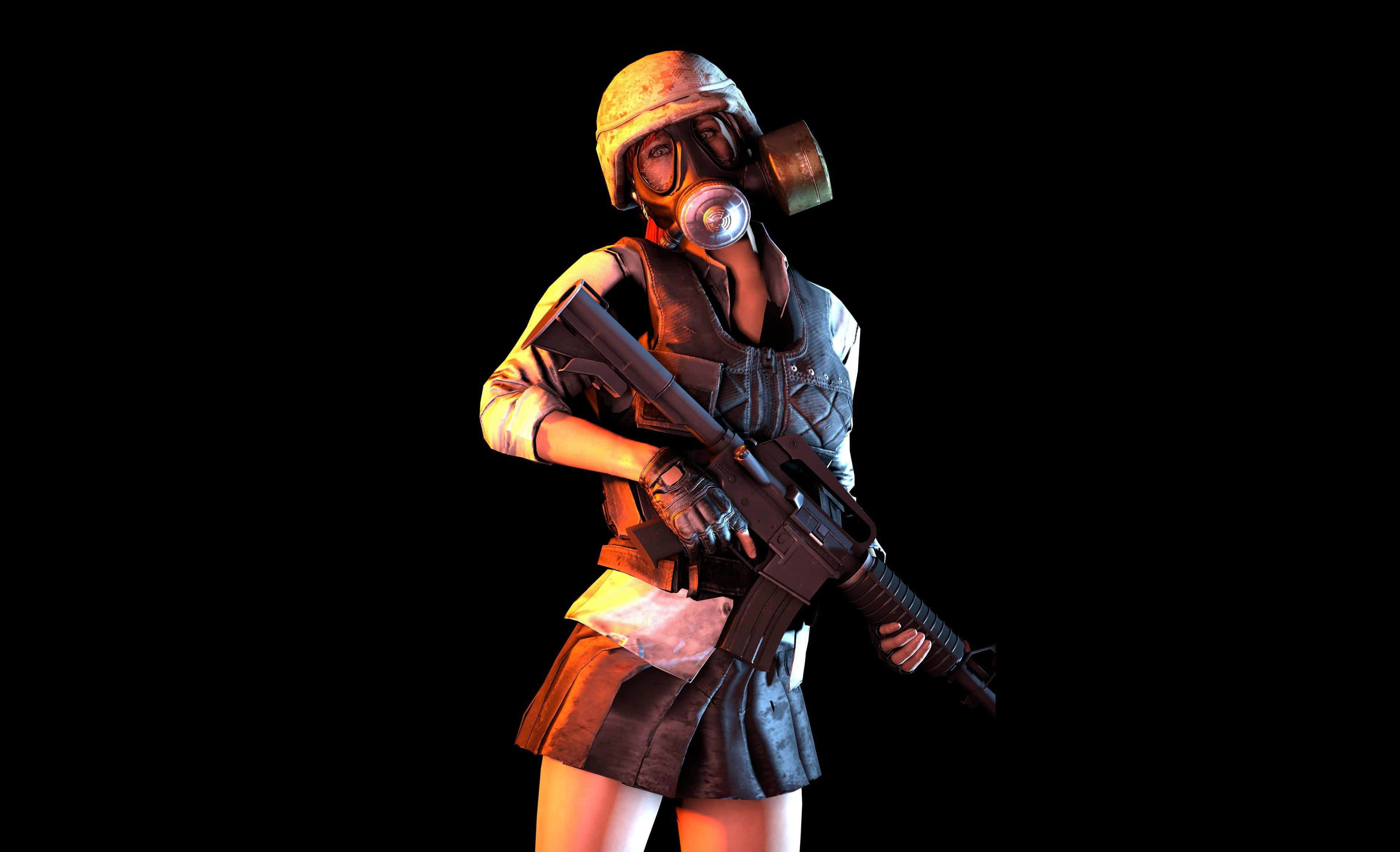 شخصیت دختر PUBG با ماسک گاز والپیپر