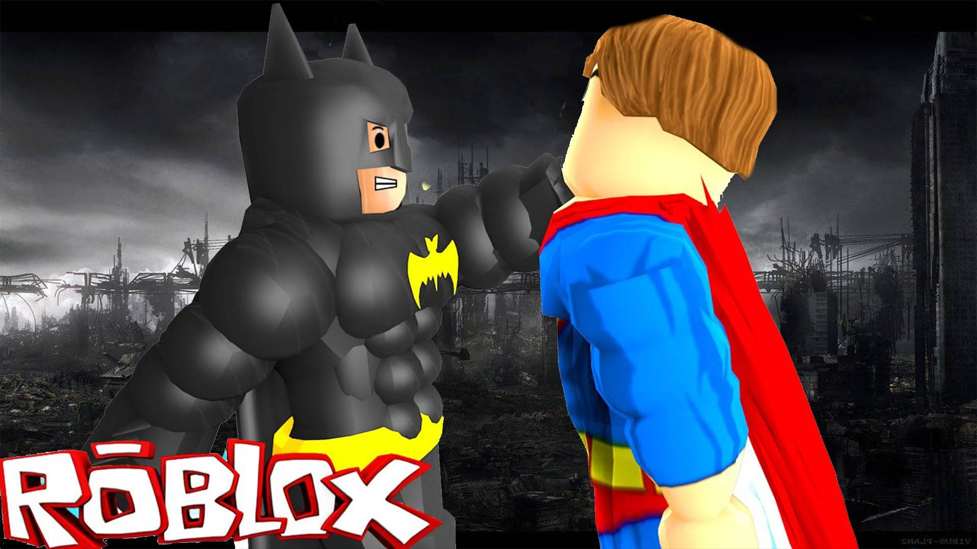 بتمن و سوپرمن در دنیای Roblox والپیپر