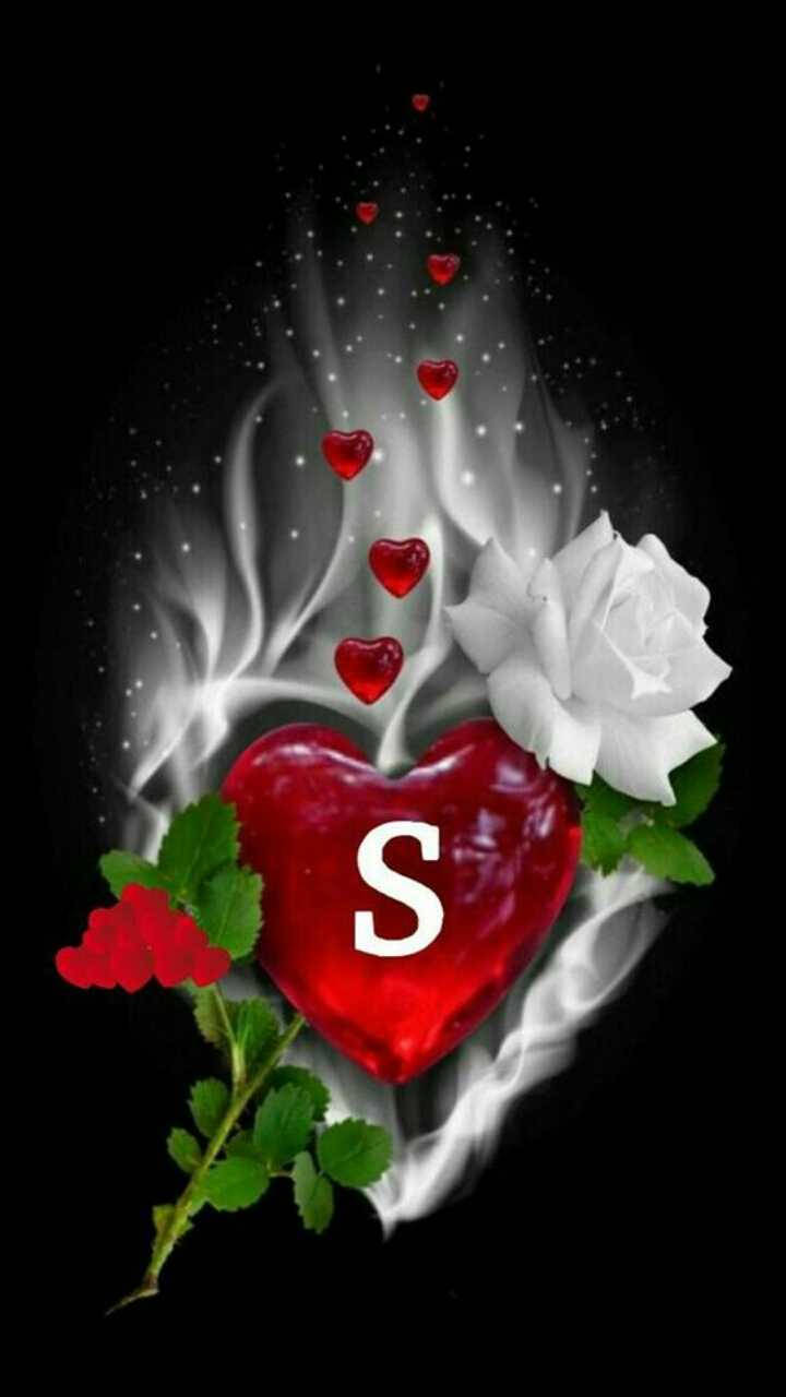 S در قلب قرمز مایع والپیپر
