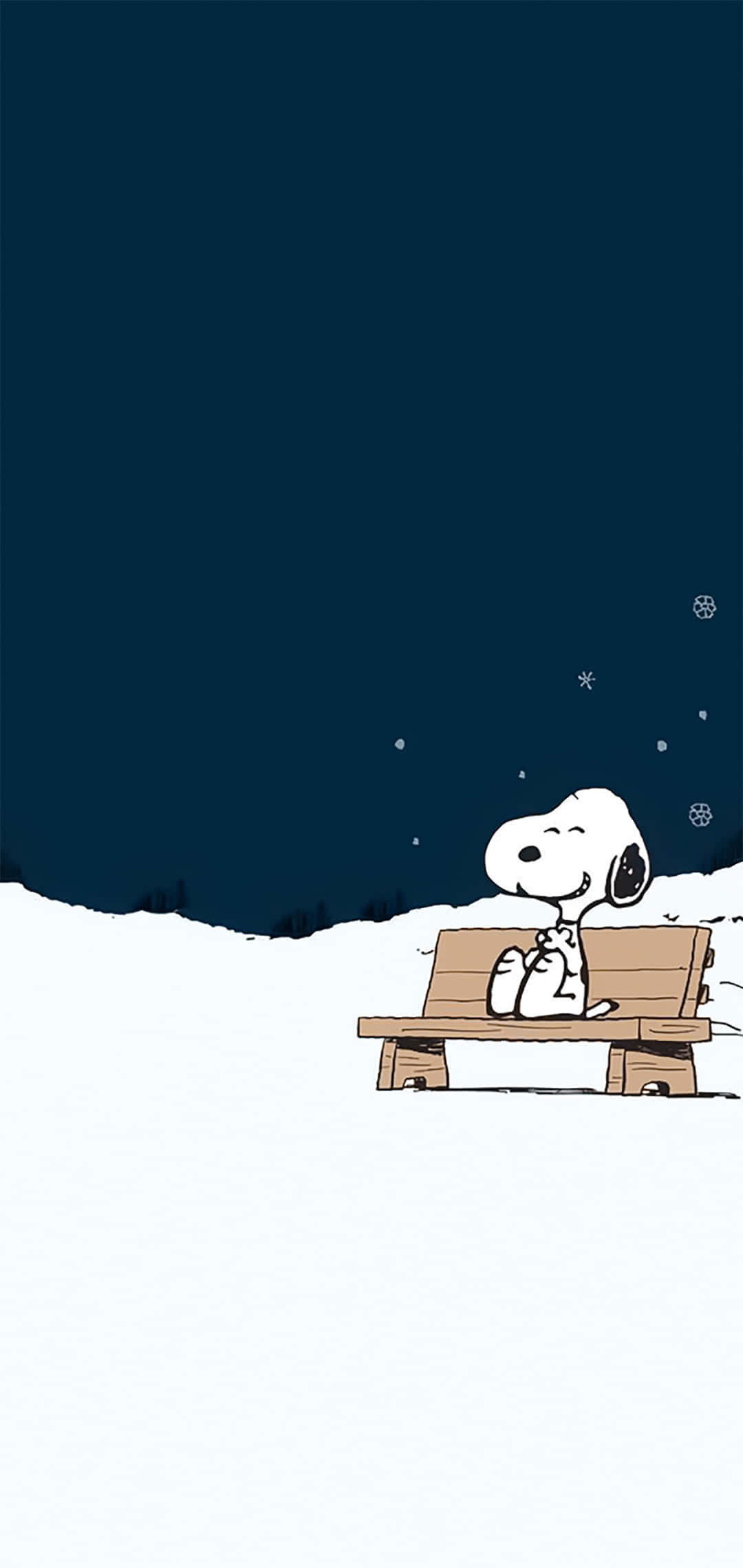 Snoopy روی نیمکت کریسمس بادام زمینی والپیپر