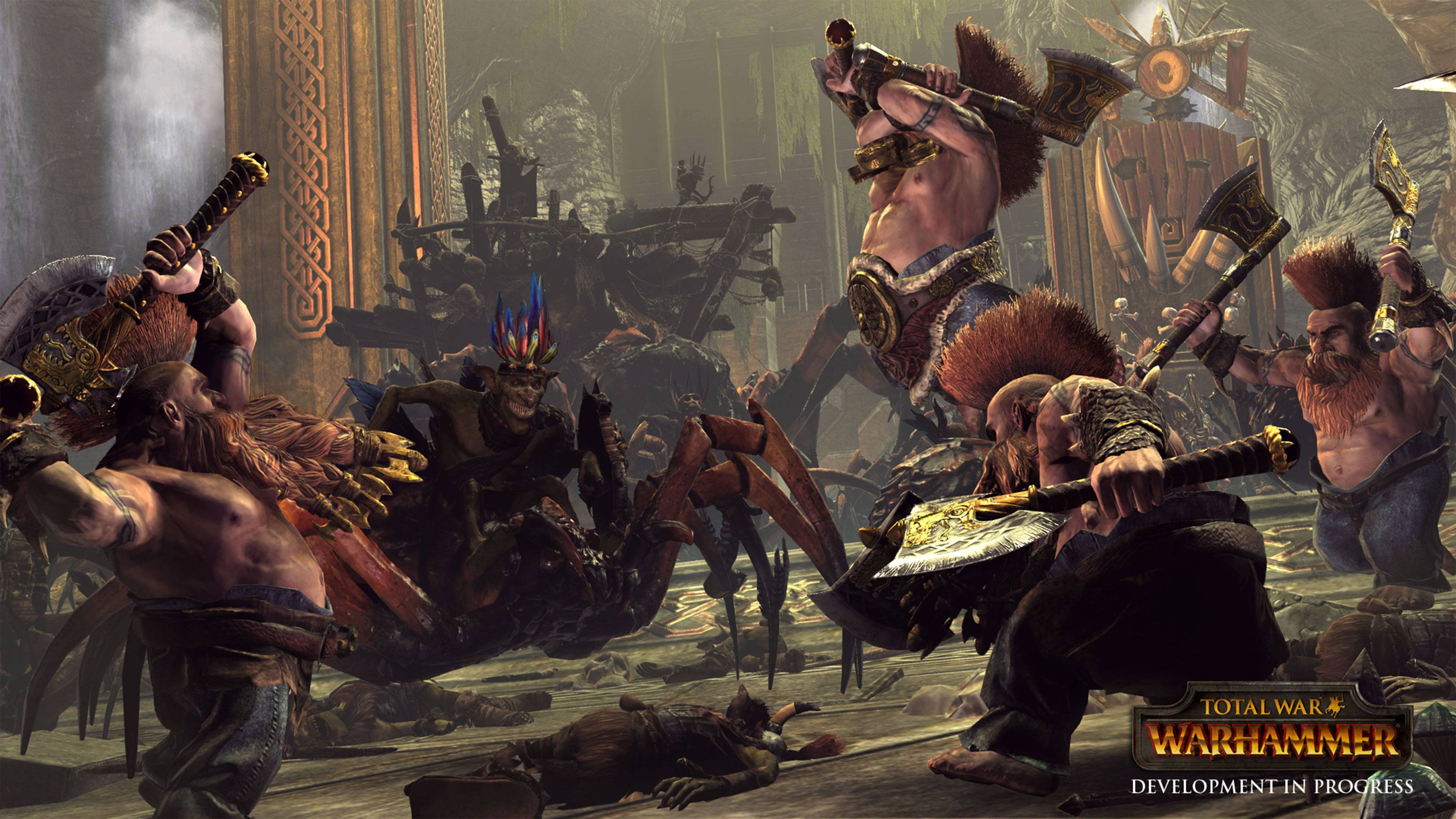 Total War Warhammer کوتوله‌ها در نبرد با گابلین‌ها والپیپر