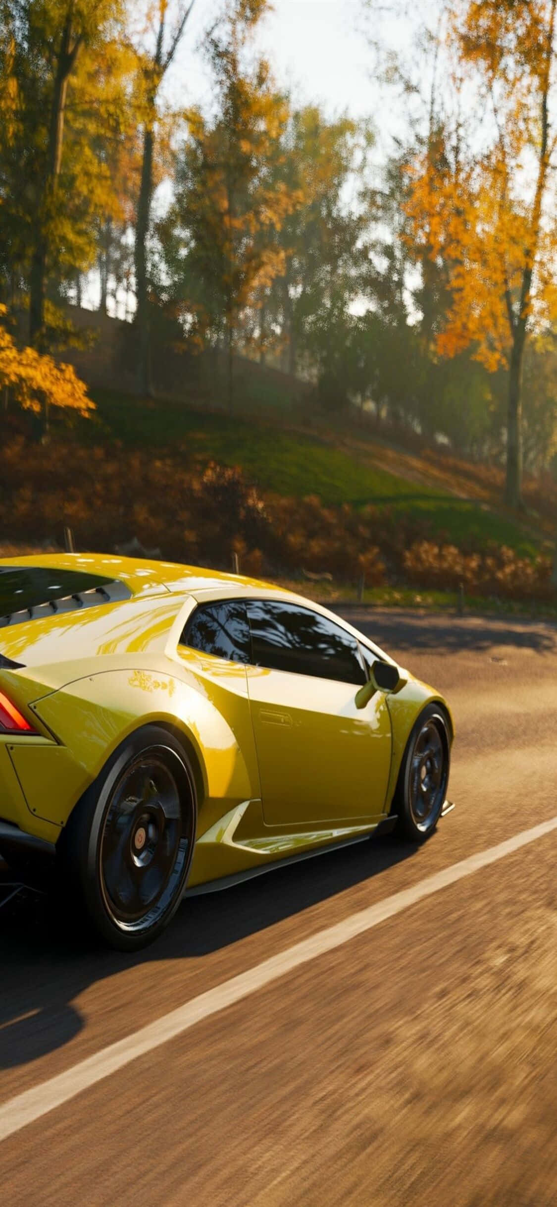 پس‌زمینه طلایی لامبورگینی هوراکان آیفون X بازی Forza Motorsport 7 والپیپر