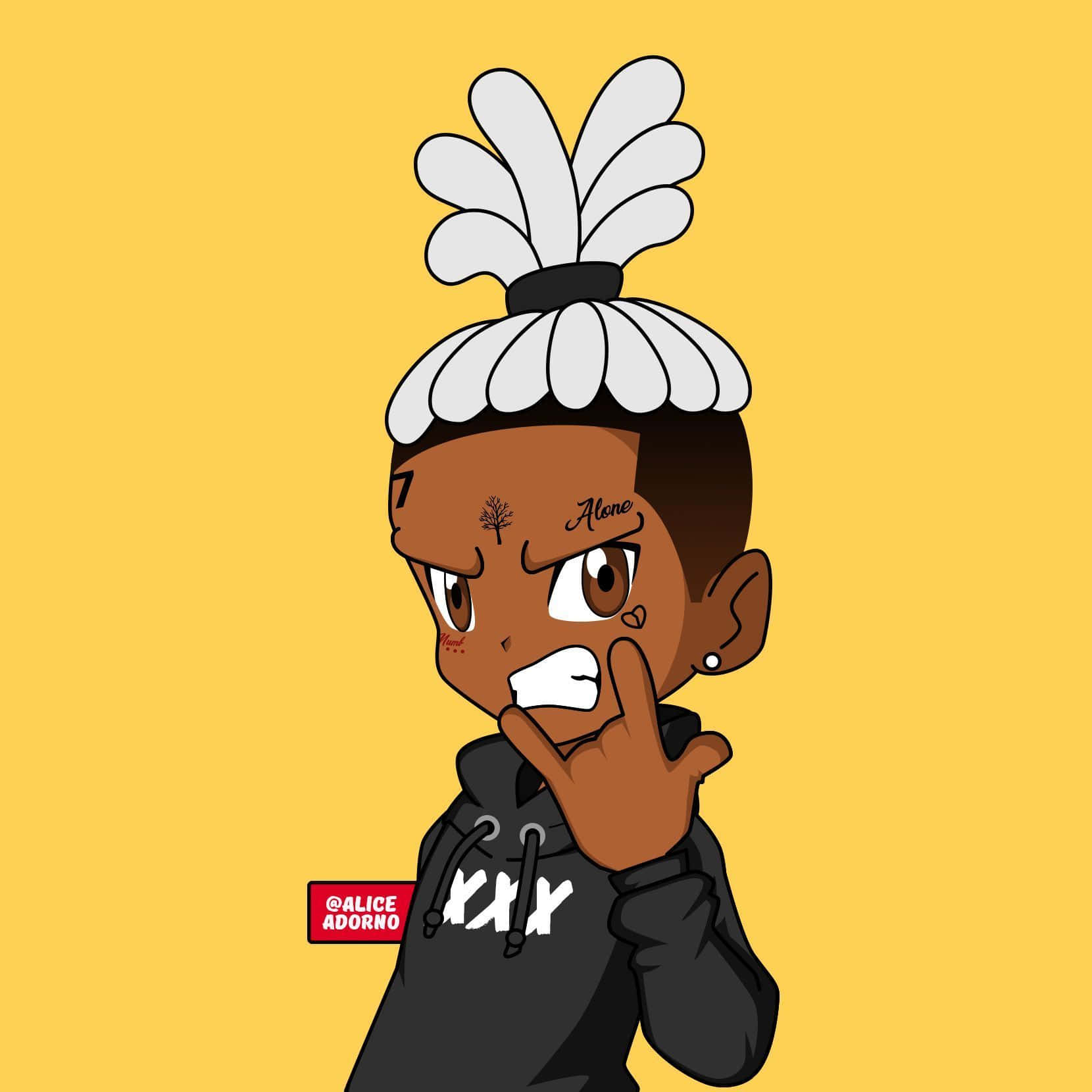 کارتون XXXTentacion با علامت راک آن والپیپر
