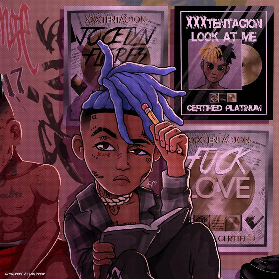 اثر هنری انیمه‌ای از Xxxtentacion والپیپر