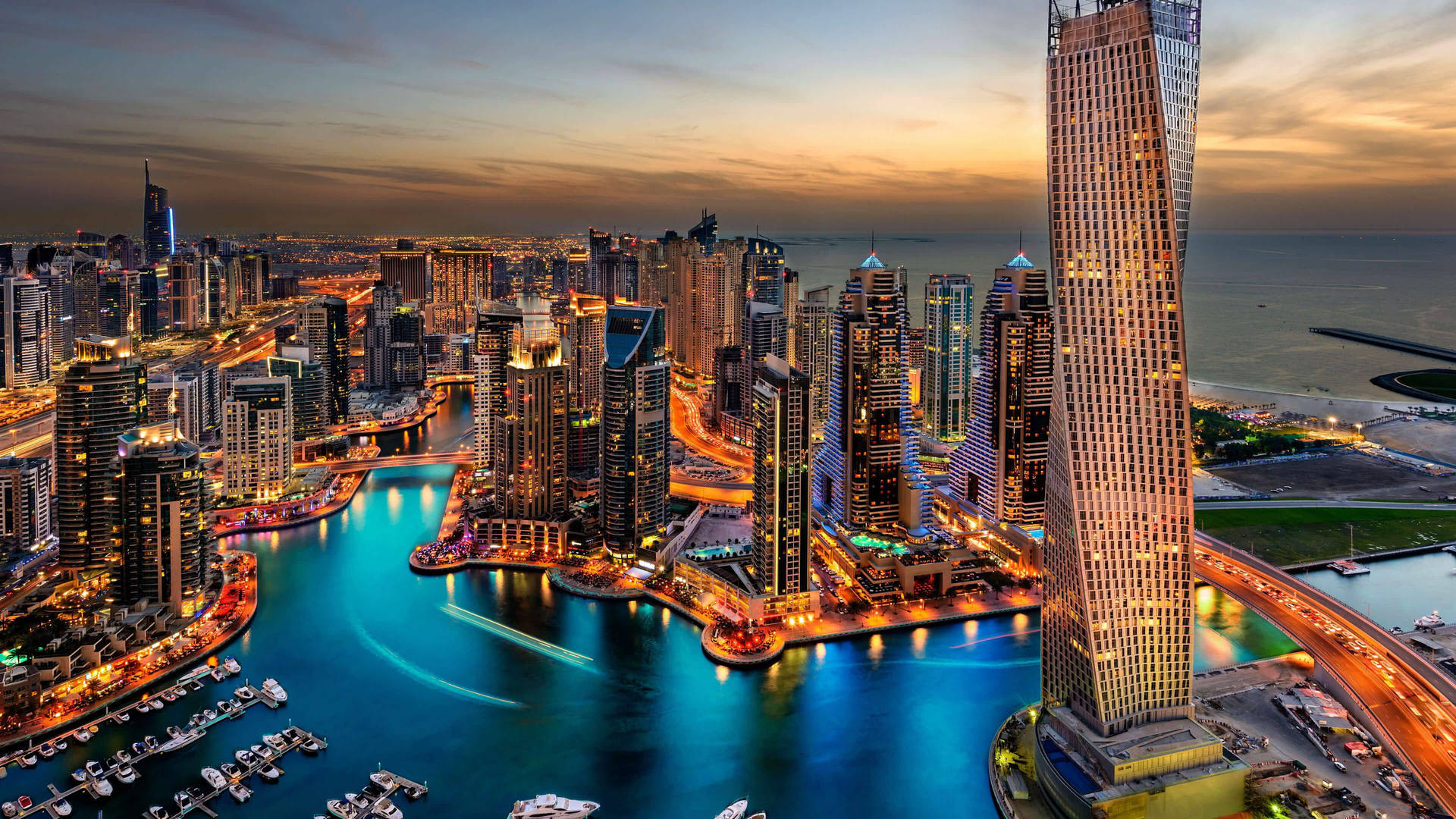 والپیپر نورهای شهر و آسمان‌خراش‌های دبی