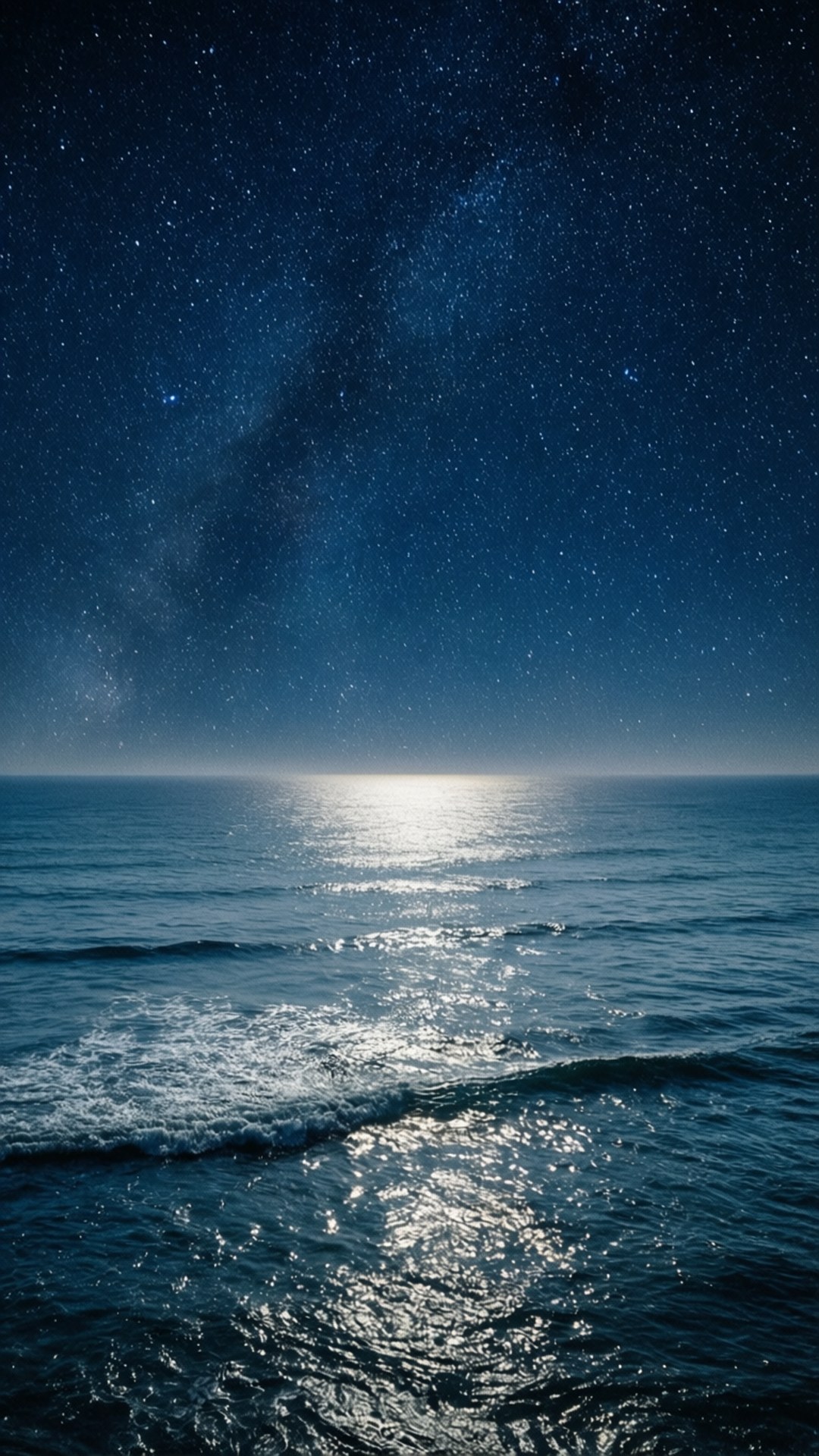 آسمان شب اقیانوس پرستاره والپیپر