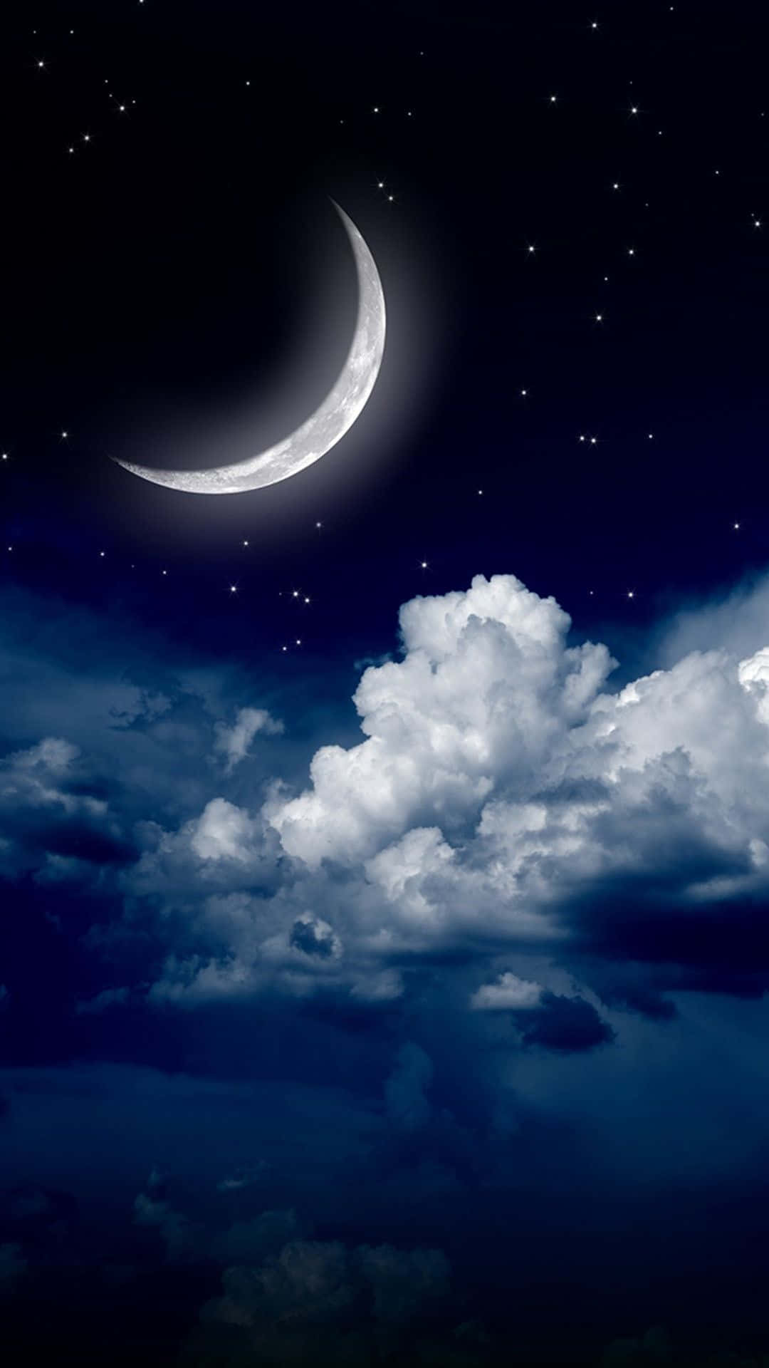 آسمان شب ماه هلالی گلکسی S5 والپیپر