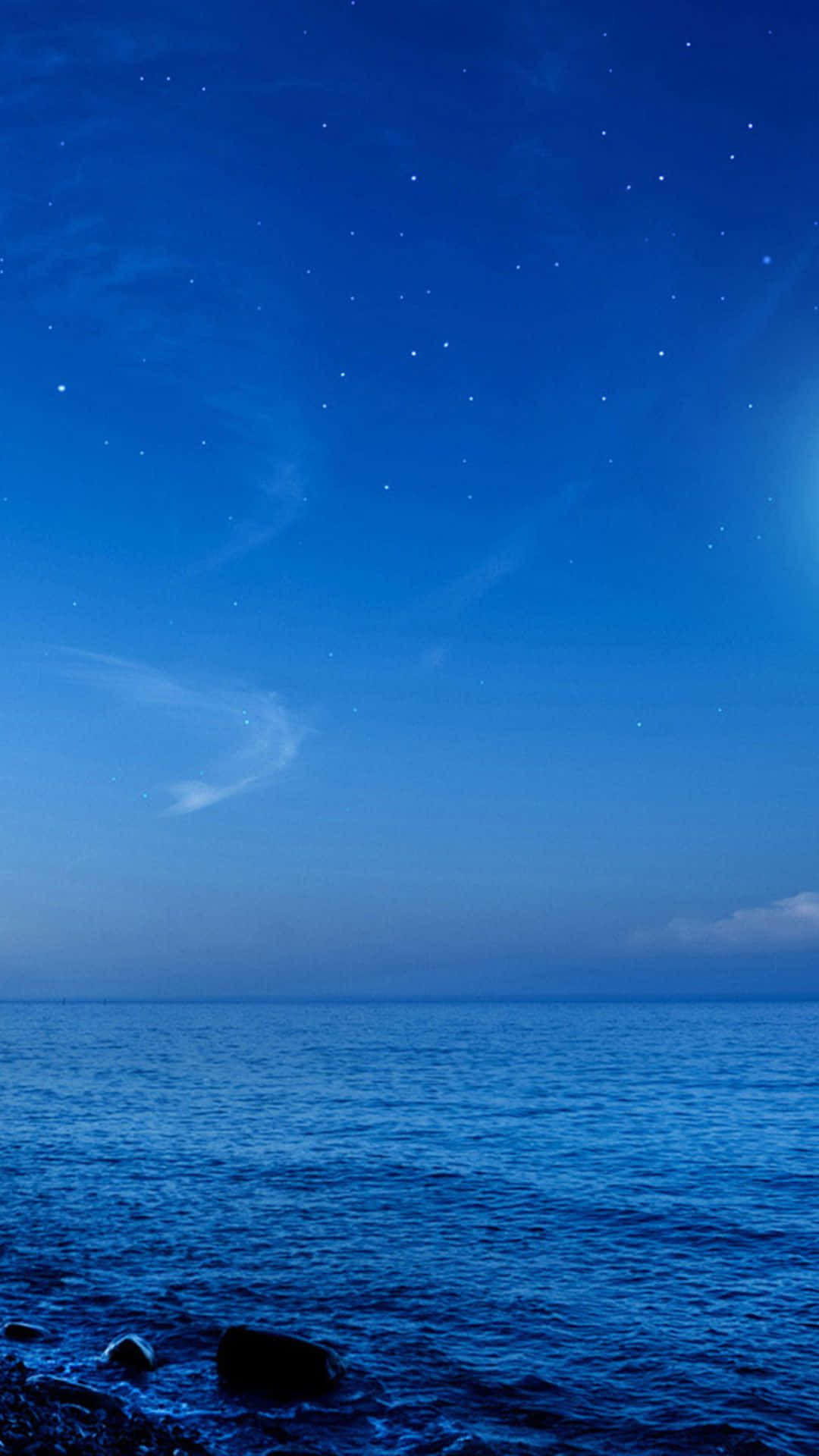 آسمان پرستاره اقیانوس آبی گلکسی اس۵ والپیپر