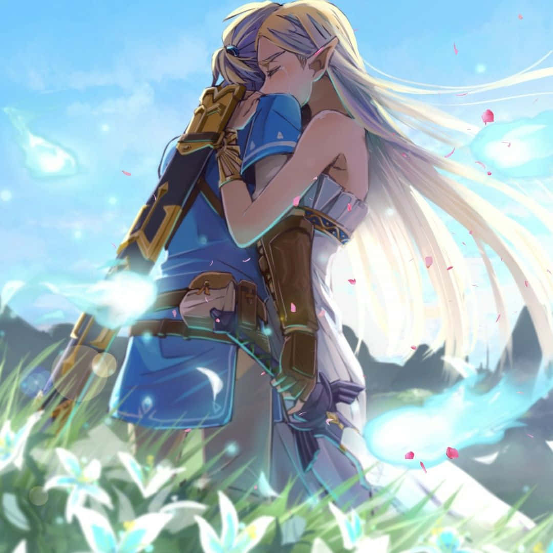 آغوش پرنسس زلدا و لینک در بازی Breath of the Wild والپیپر