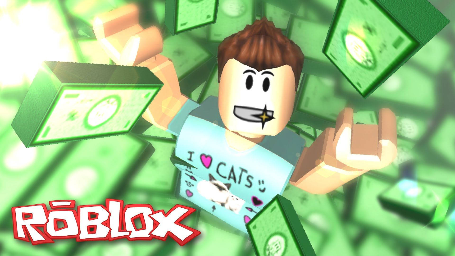 والپیپر عالی از آواتار Roblox یک مرد ثروتمند با پولش — رابلکس والپیپر