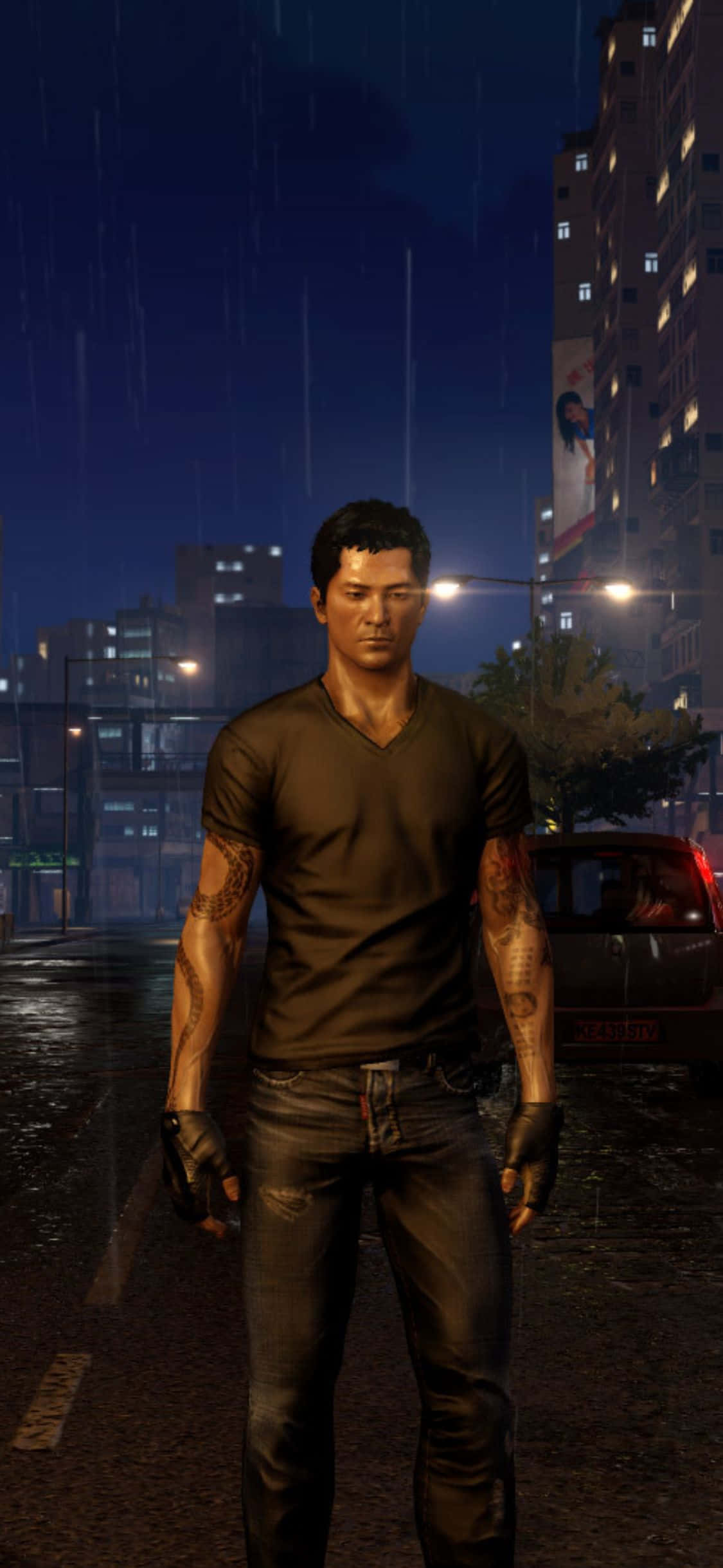 آیفون Xs Sleeping Dogs یقه‌هفت باران پس‌زمینه والپیپر