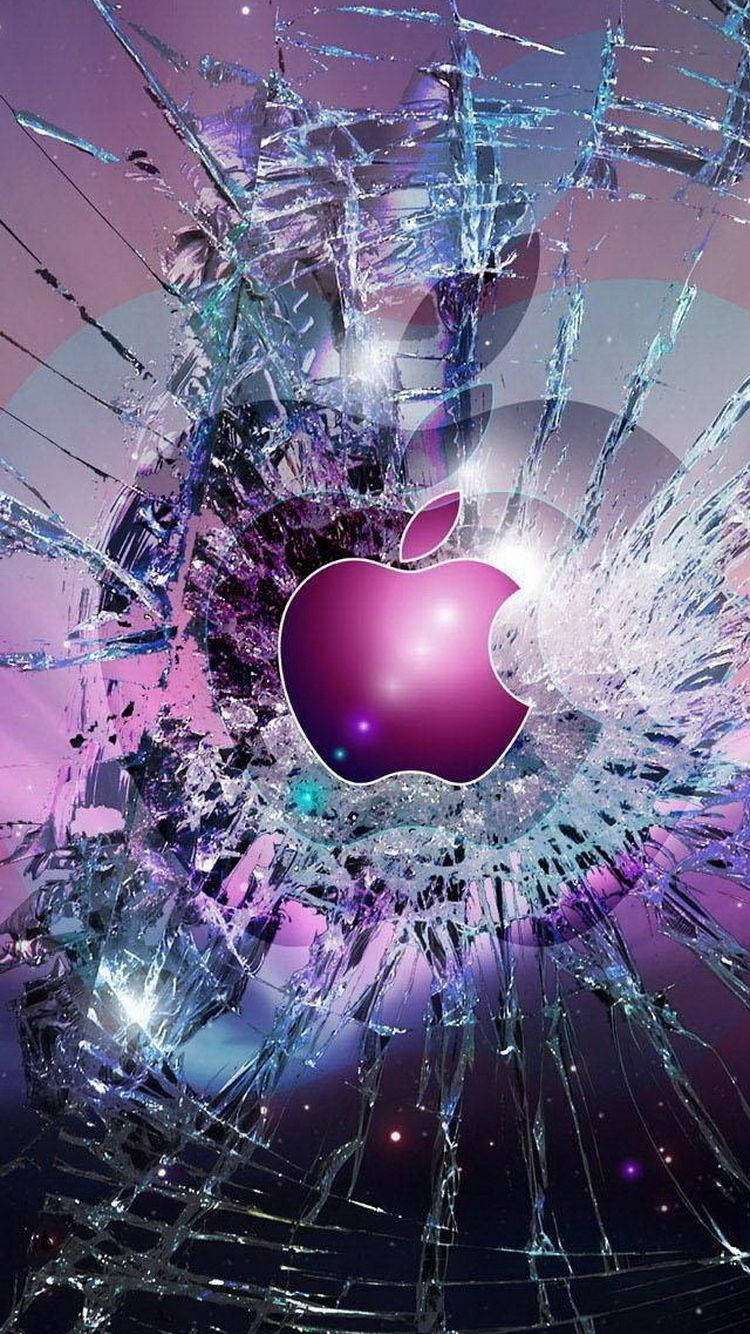 آیفون با لوگوی بنفش اپل — آیفون آبستره والپیپر