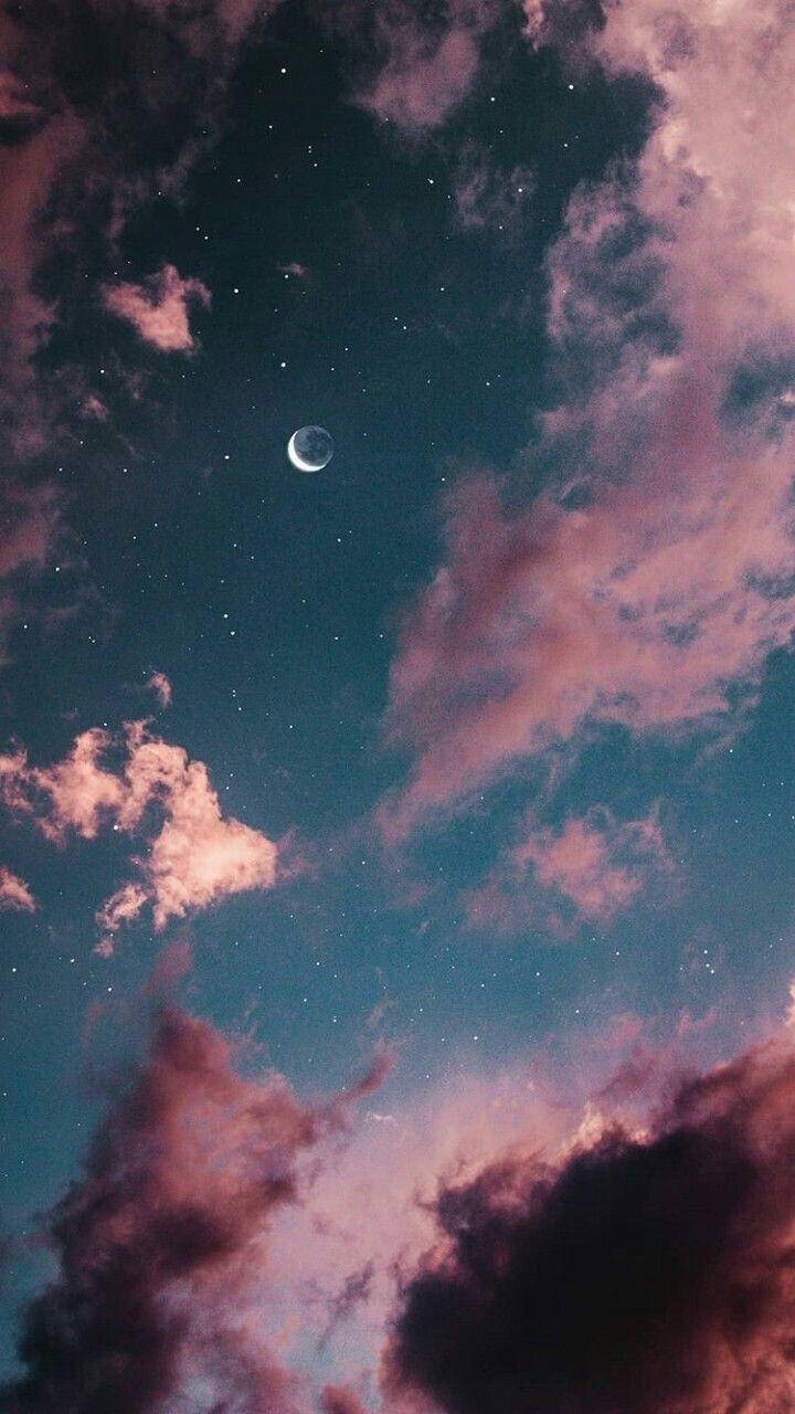 آیفون صورتی زیبای ماه والپیپر