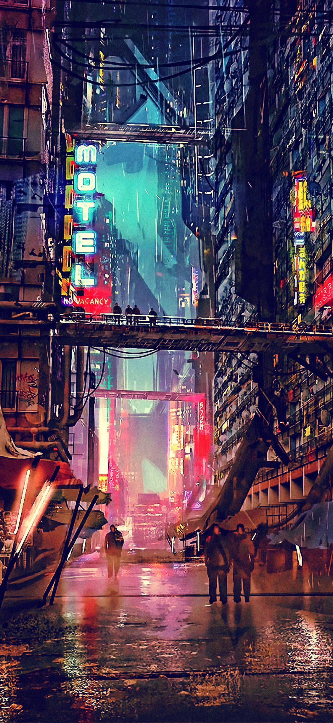 آینده‌نگرانه شهر شبانه Cyberpunk 2077 آیفون والپیپر