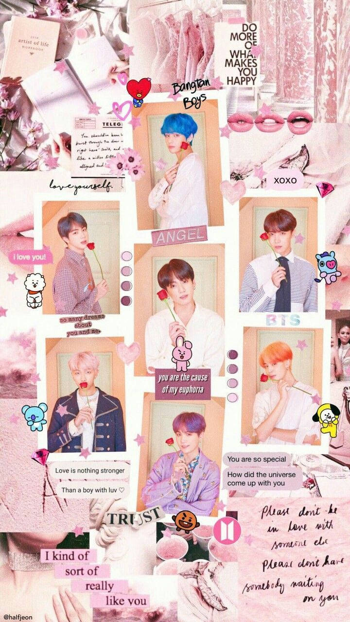اعضای زیبای BTS با گل رز والپیپر