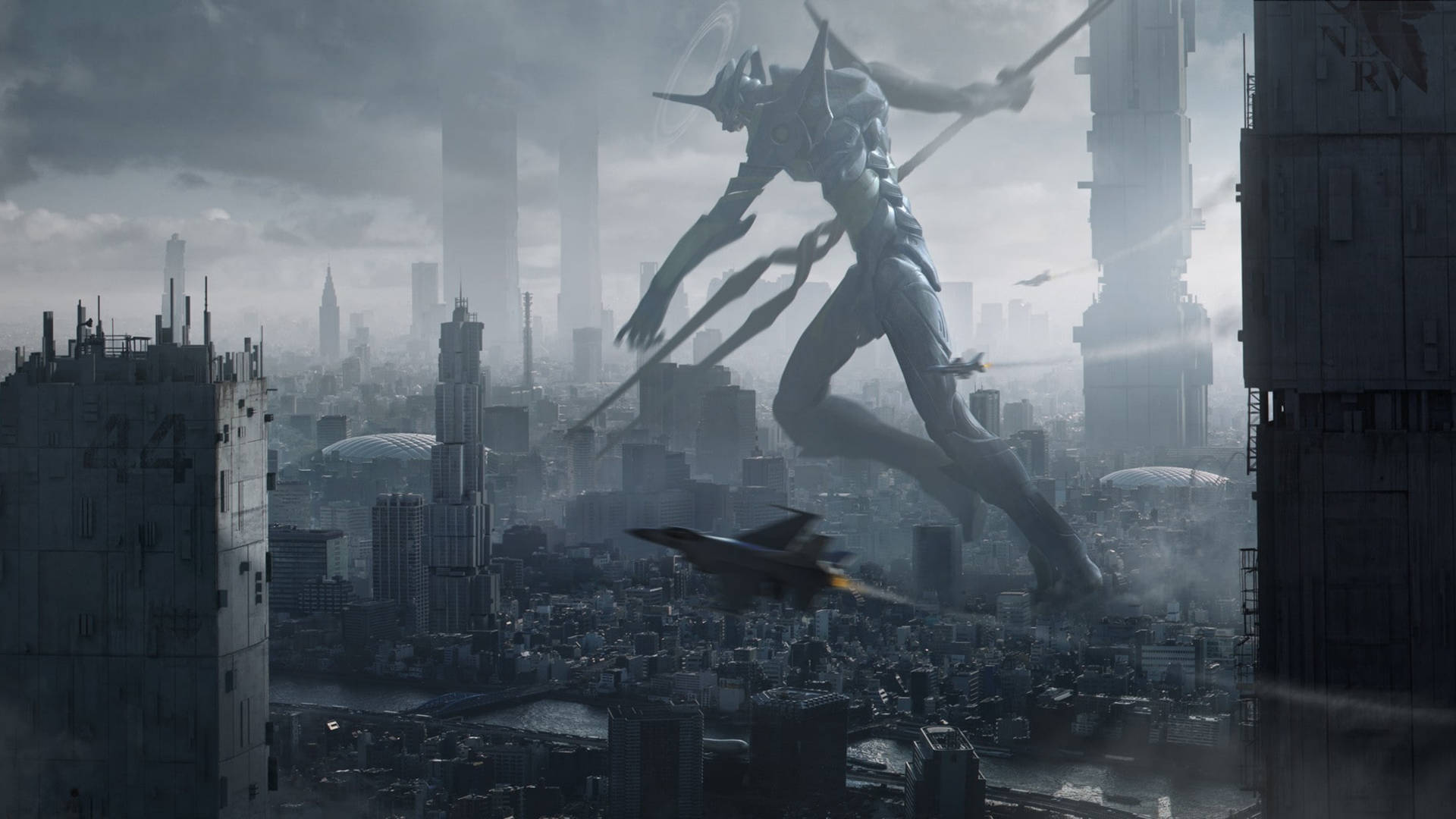 Evangelion 4K شهر خاموش — انیمه باحال گیف والپیپر