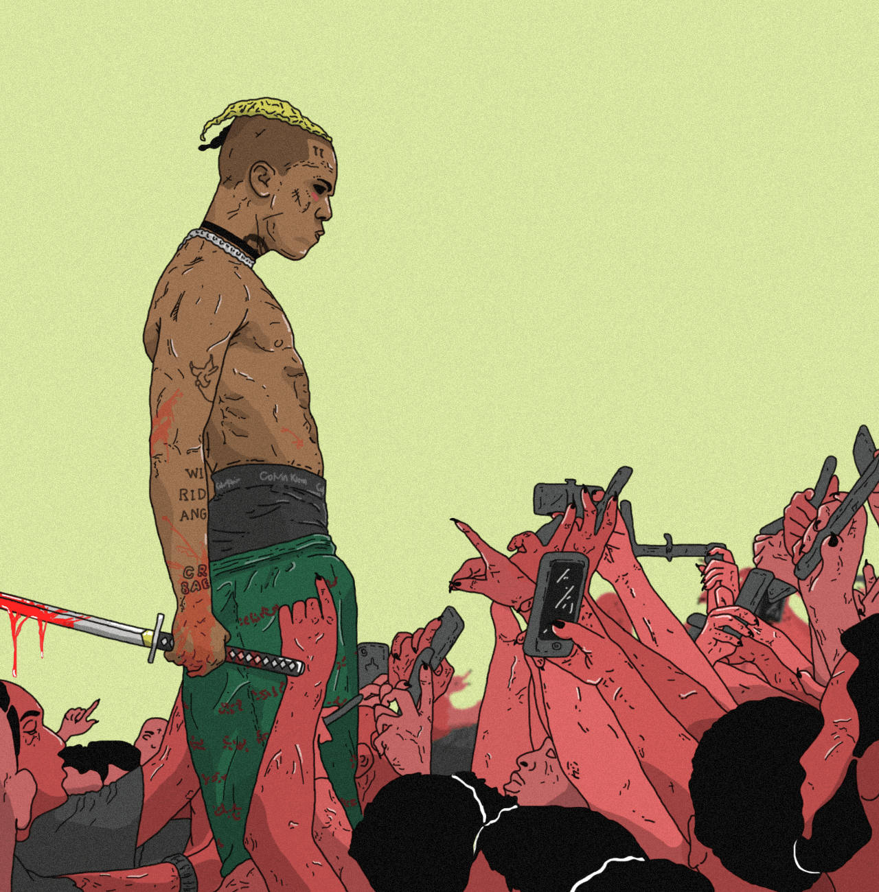 انیمه Xxxtentacion در میان جمعیت والپیپر