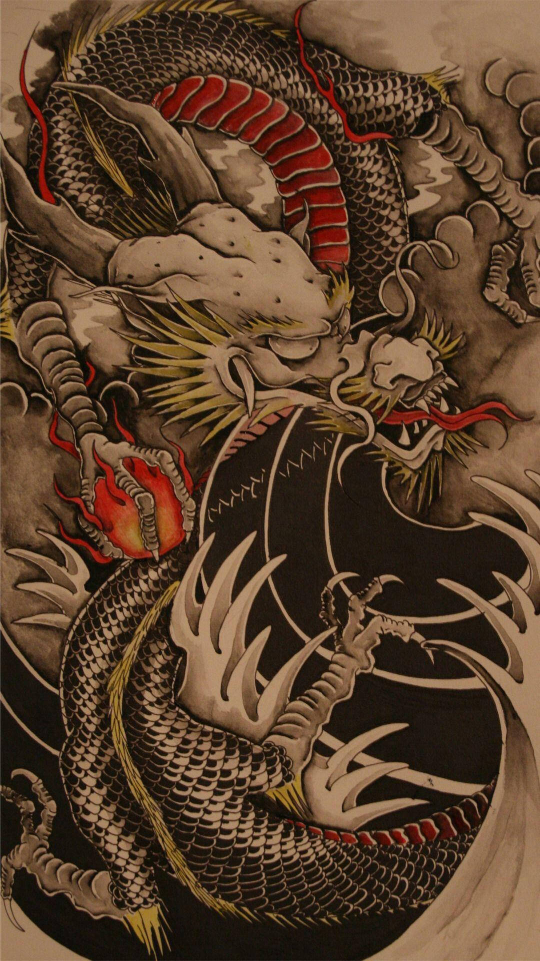اژدهای چینی برای صفحه نمایش آیفون والپیپر
