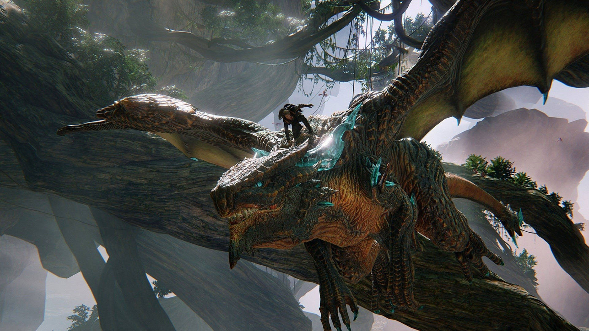 والپیپر 4K از یک اژدهای بزرگ تیره Scalebound در حال پرواز — 4K والپیپر