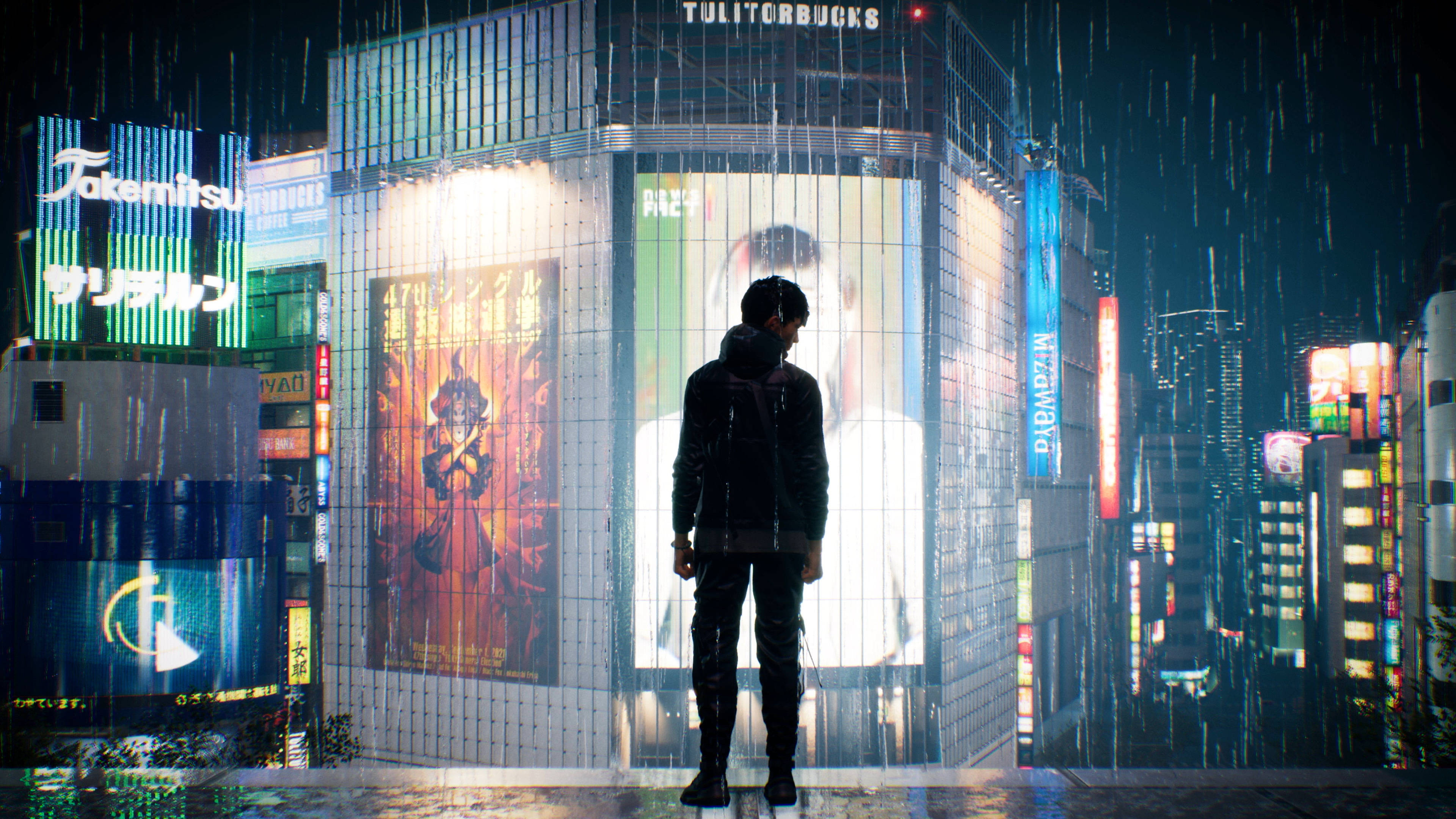 باران‌آلود آکیتو در Ghostwire Tokyo والپیپر